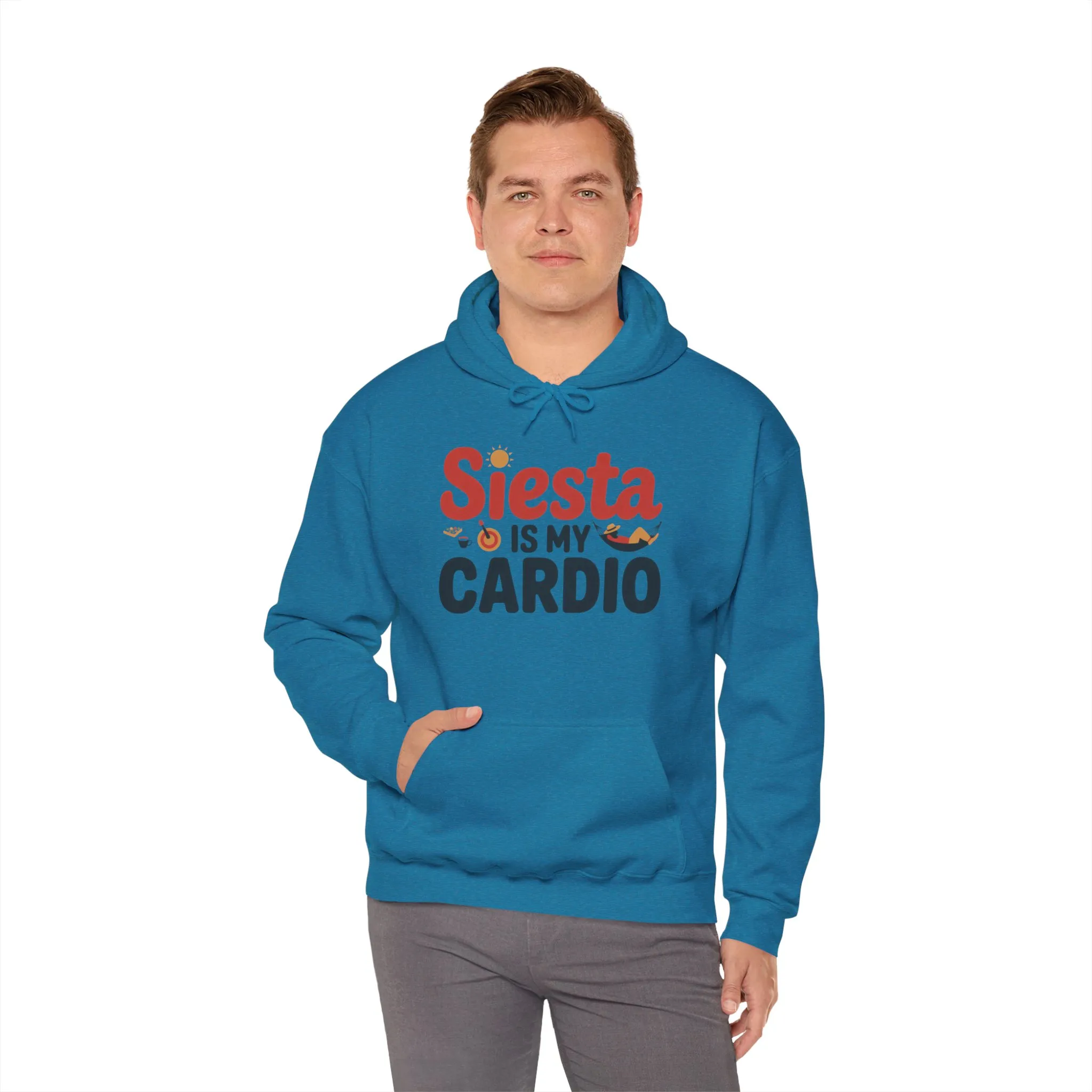 Mens Heavy Blend™ Hooded Sweatshirt, Siesta Is My Cardio Funny Mens Hoodie Spain Humor Gift - Image 4
