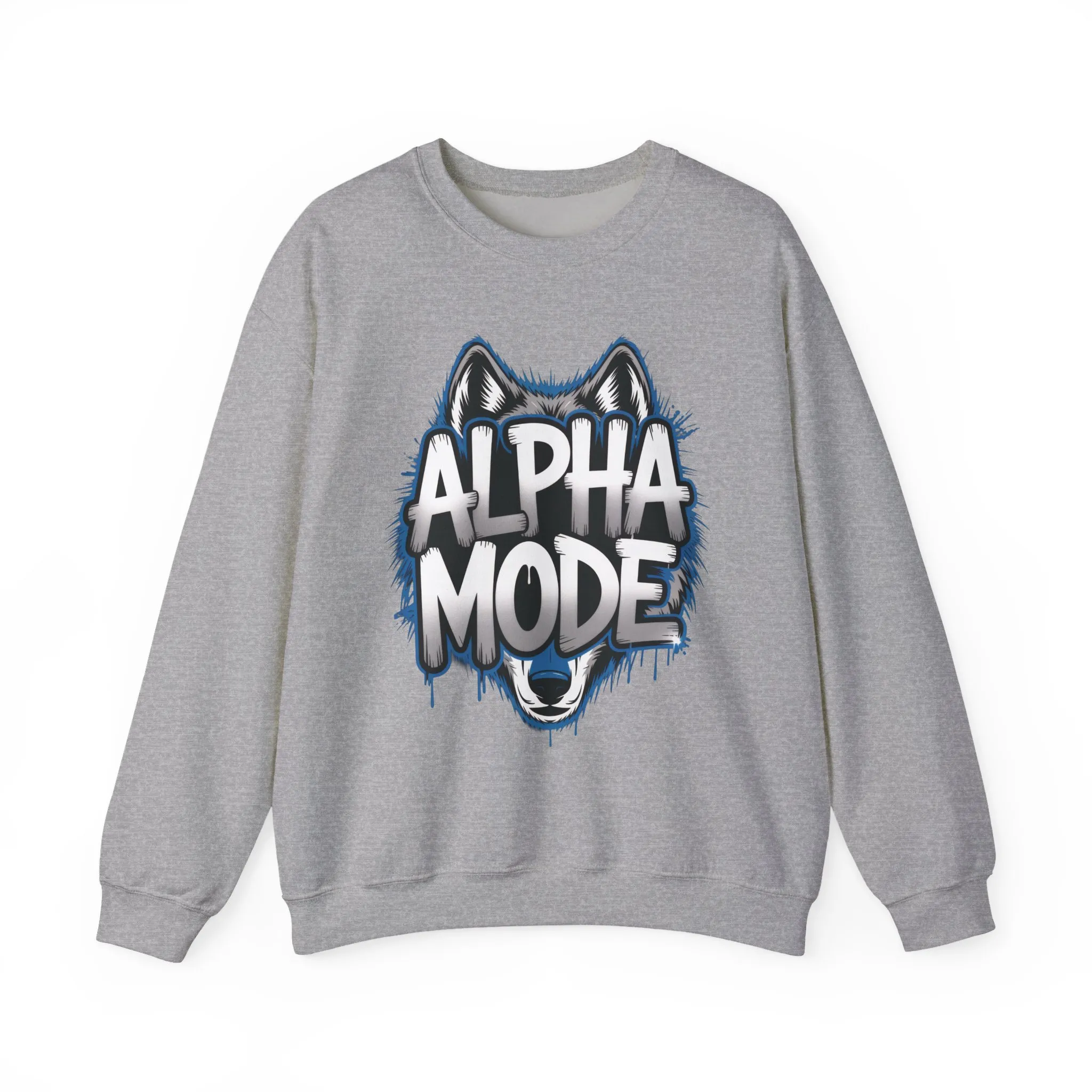 Mens Heavy Blend™ Crewneck Sweatshirt, Alpha Mode Mens Wolf Graphic Crewneck Sweatshirt - Image 7
