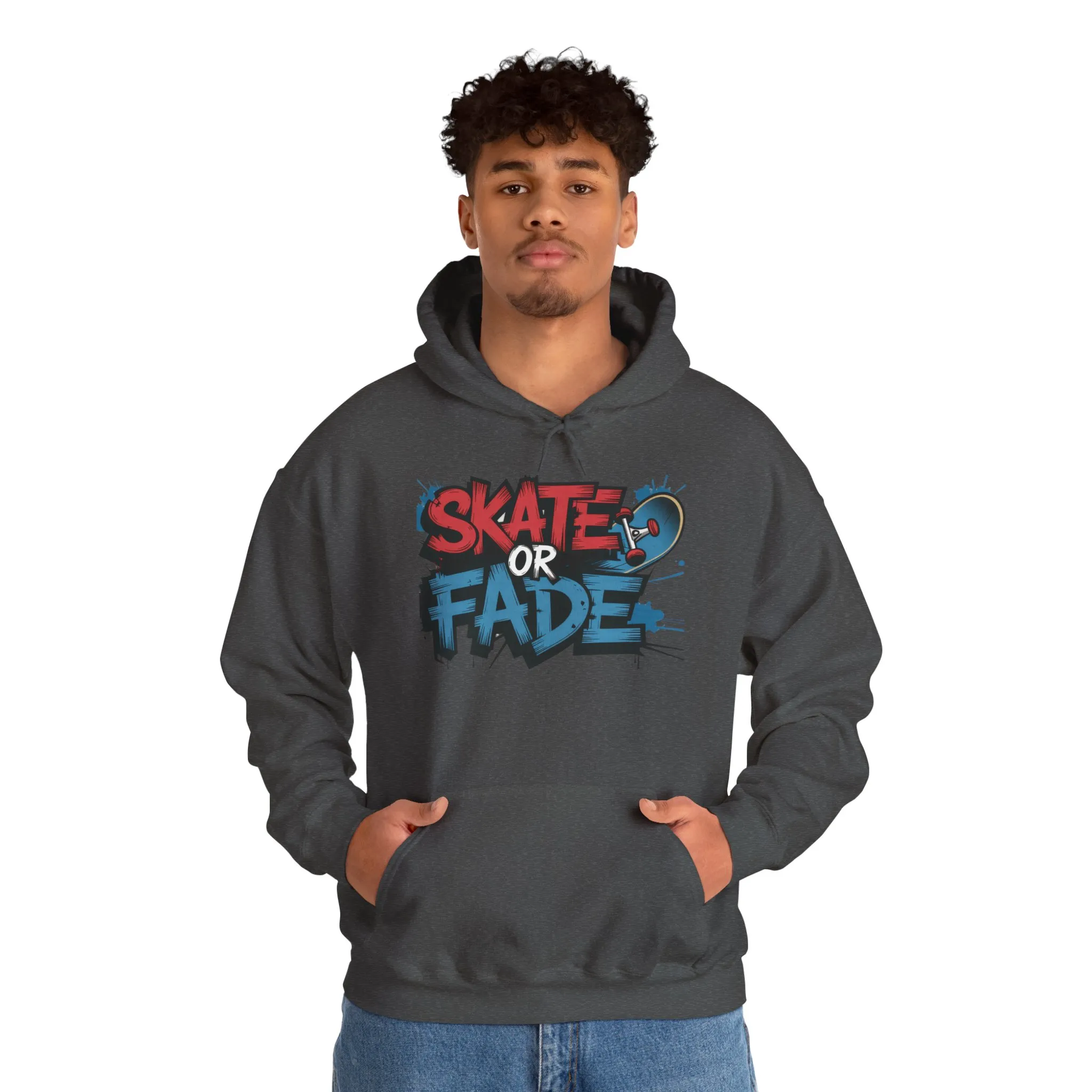 Skate Or Fade Men's Hoodie, Graffiti Skateboarding Pullover, Urban Streetwear Hoodie for Skaters - Image 17