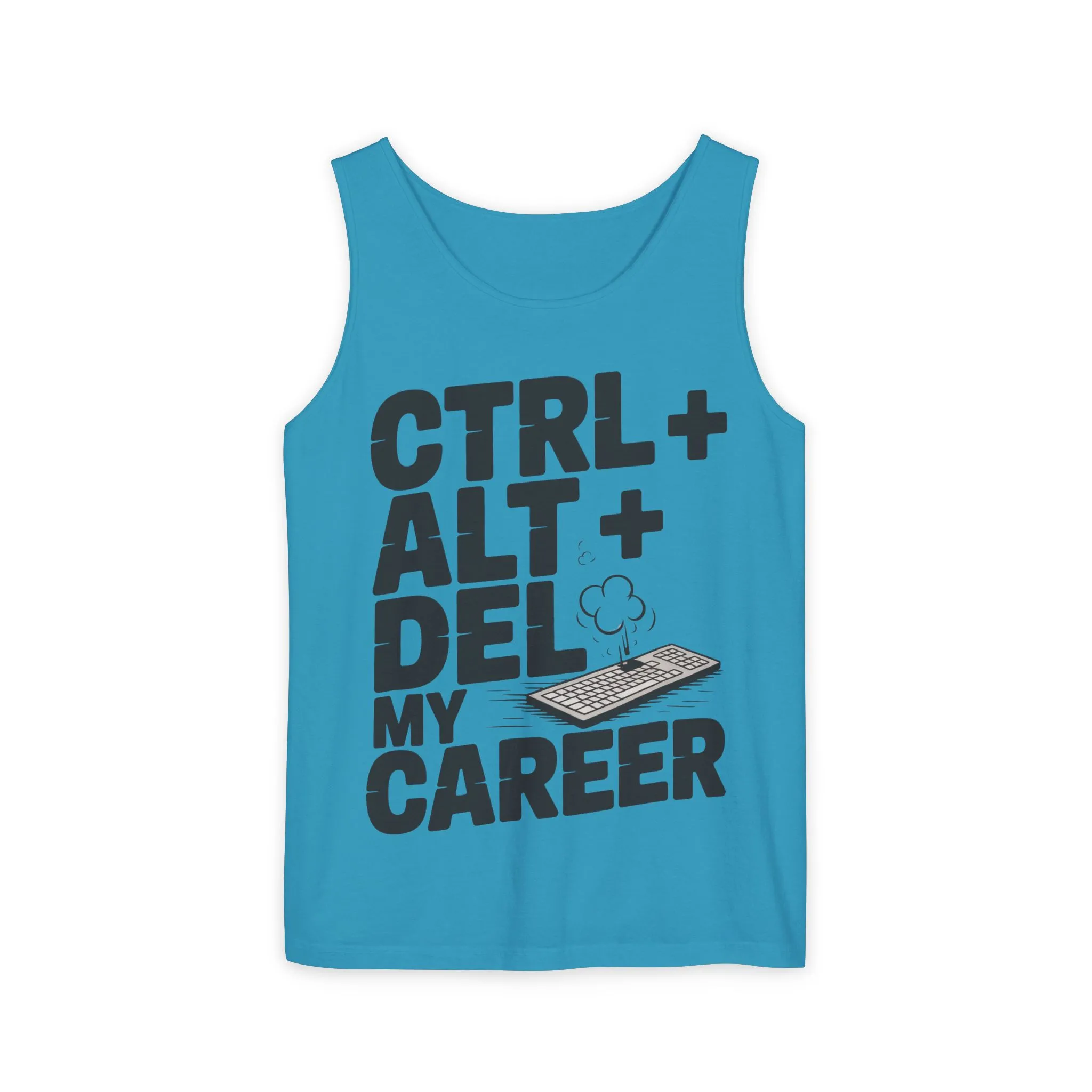 Ctrl Alt Del My Career Men's Tank Top, Funny Geek Sarcastic Office Humor Summer Shirt - Image 2