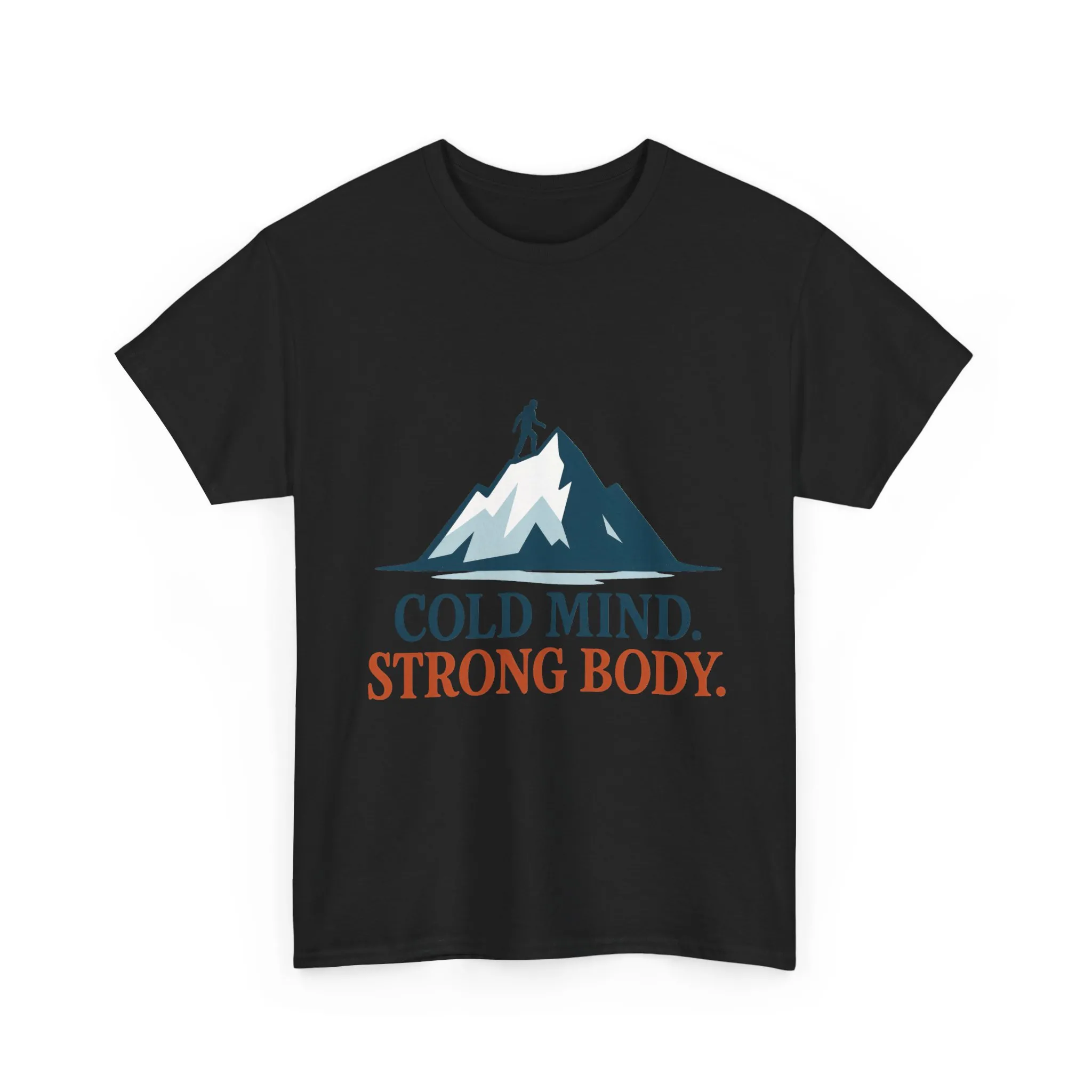 Cold Mind Strong Body Mens T-Shirt, Nordic Minimalist Mountain Hiking Tee - Image 4