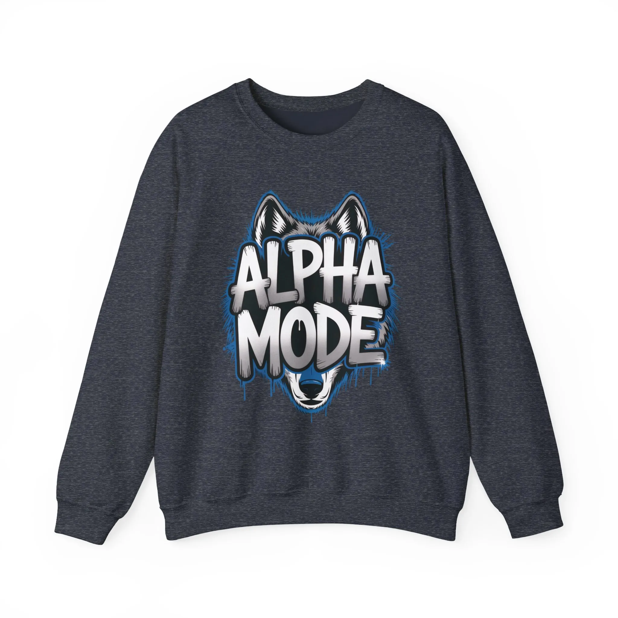 Mens Heavy Blend™ Crewneck Sweatshirt, Alpha Mode Mens Wolf Graphic Crewneck Sweatshirt - Image 28