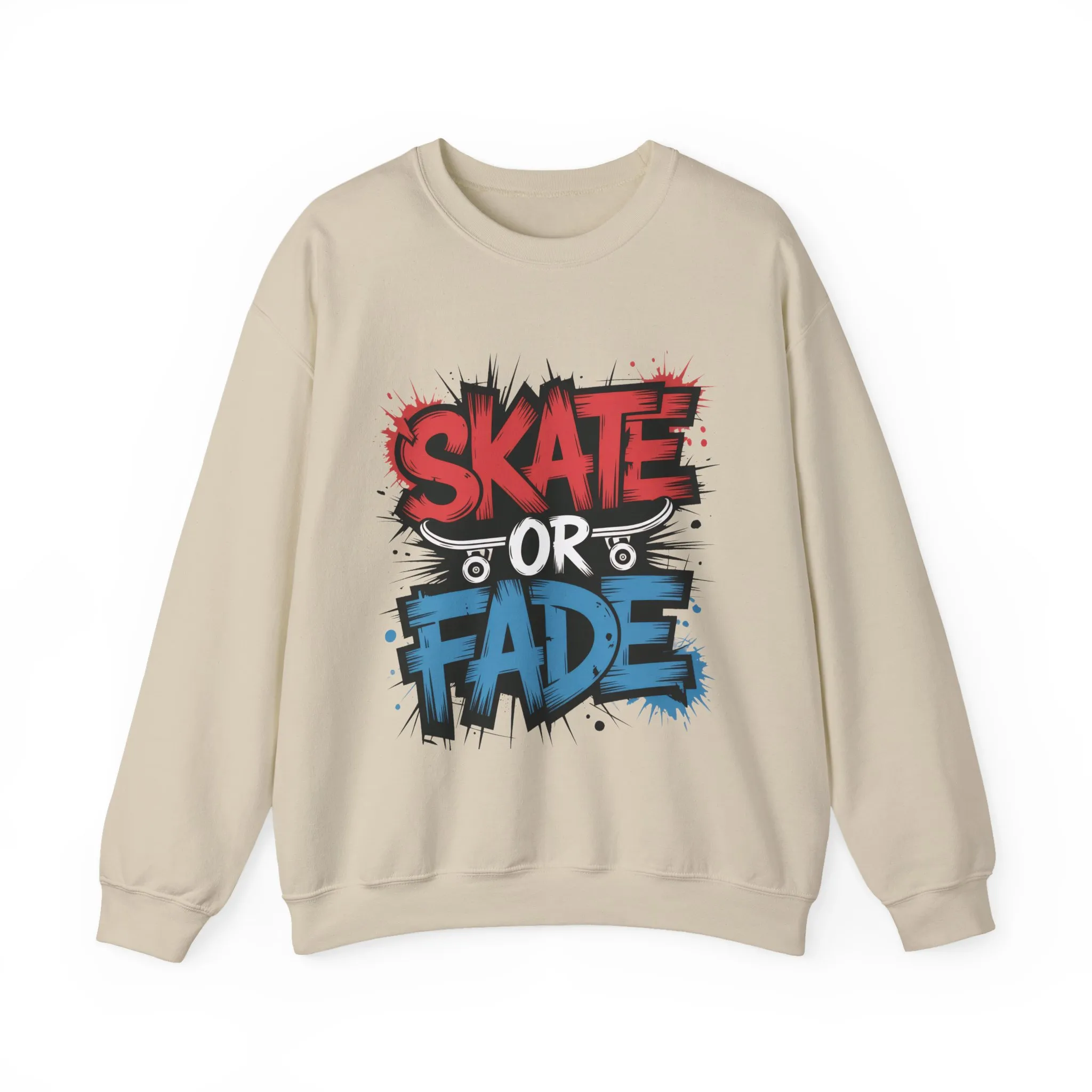 Skate Or Fade Men's Crewneck Sweatshirt, Graffiti Skateboarding Pullover, Urban Streetwear Top, Men's Heavy Blend™ Crewneck Sweatshirt - Image 4