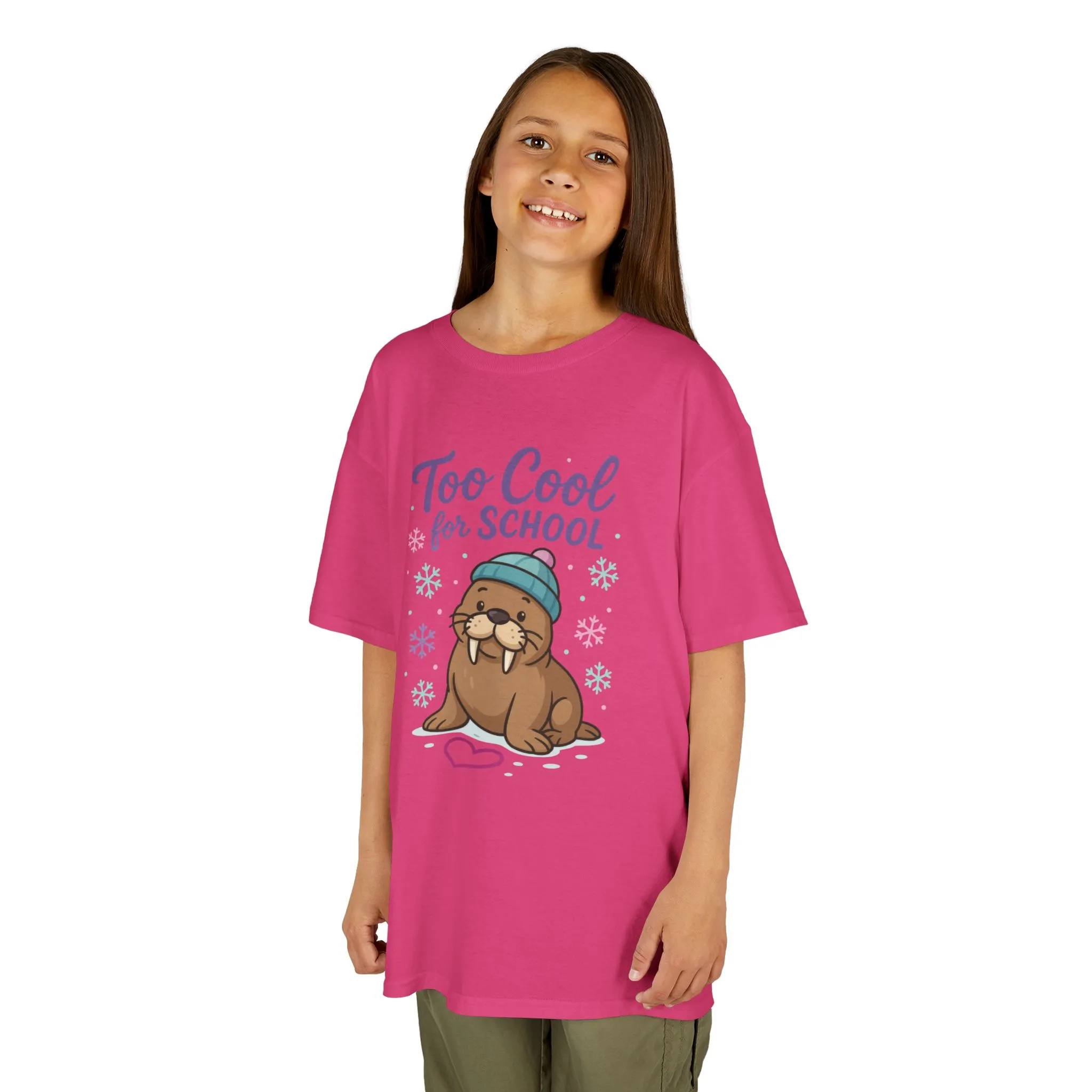 Kids Heavy Cotton™ Tee, Kids Too Cool for School Walrus T-Shirt, Cute Animal Graphic Tee, Funny Winter Shirt - Image 26