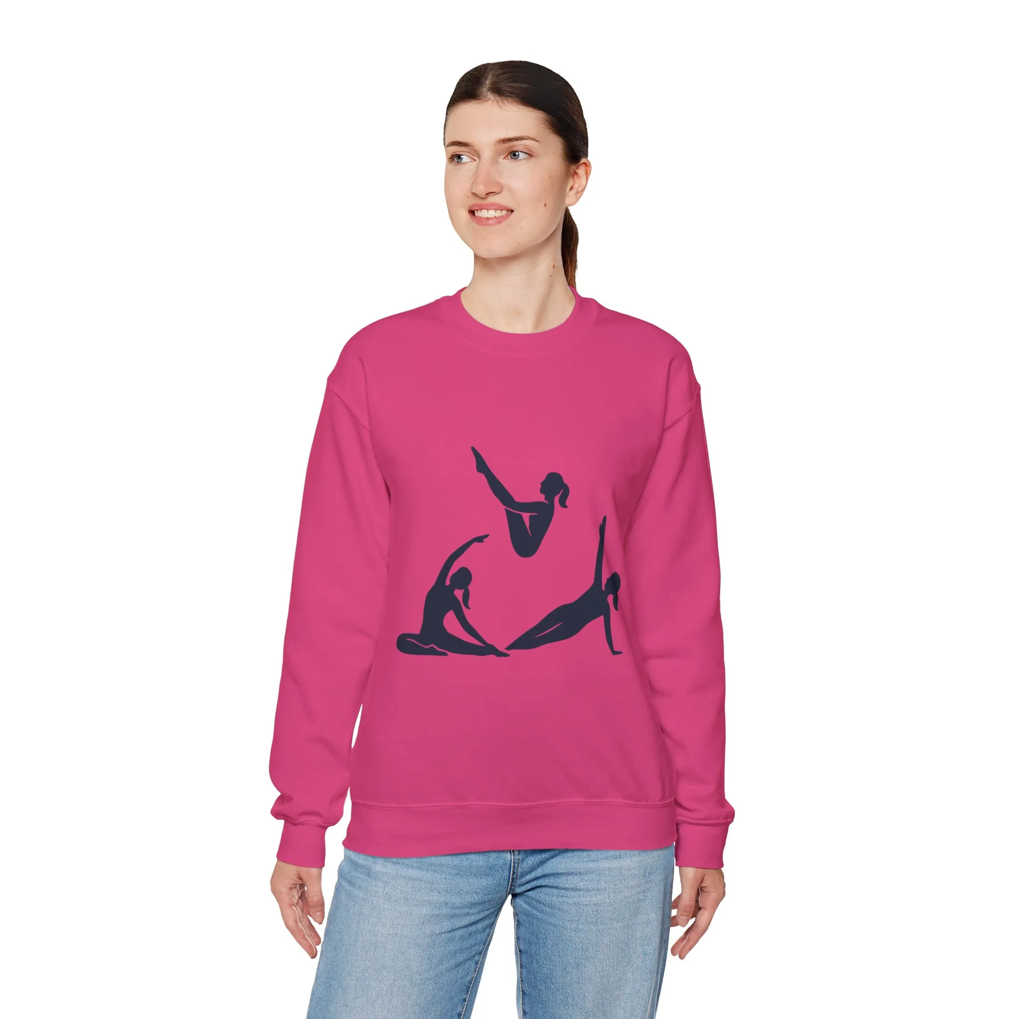 Womens Heavy Blend™ Crewneck Sweatshirt, Womens Pilates Sweatshirt, Yoga Fitness Graphic Pullover, Cute Workout Gym Top, Yoga Lover Gift - Image 3
