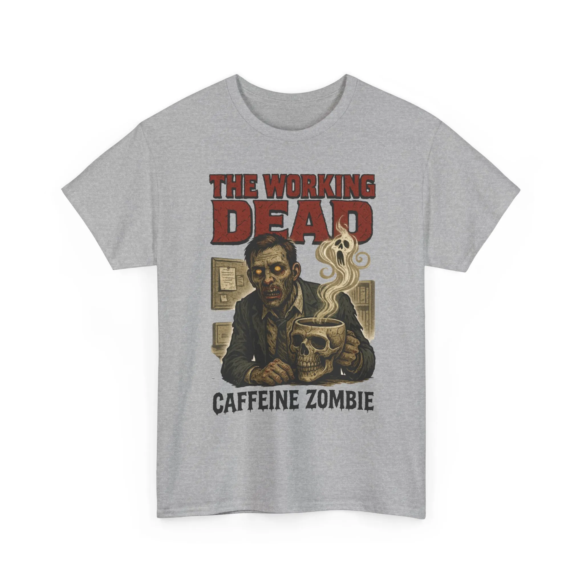 The Working Dead Men's Funny Zombie Work T-Shirt, Office Humor Tee, Halloween Office Tee, Coffee Zombie Shirt - Image 5