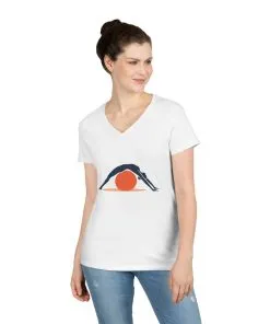 Ladies' V-Neck T-Shirt, Womens Pilates T-Shirt, Yoga Fitness Graphic Tee, Workout Gym Activewear Top