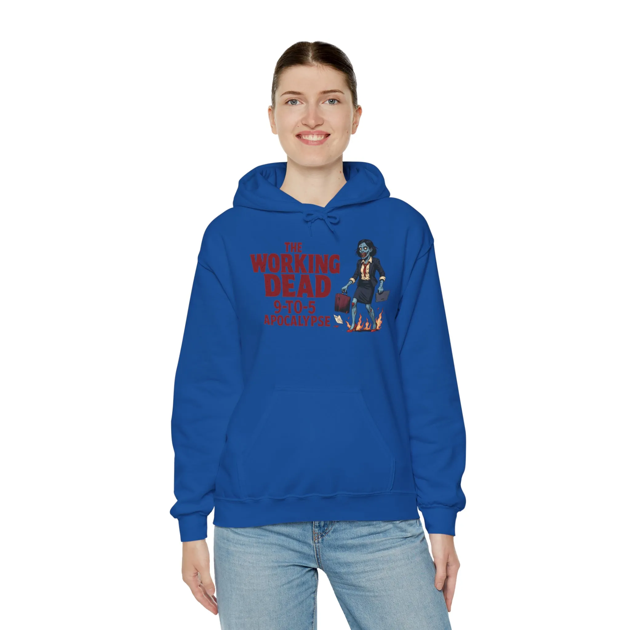 The Working Dead 9-to-5 Apocalypse Hoodie, Women's Horror Office Zombie Sweatshirt, Halloween Zombie Top, Halloween Work Top - Image 28