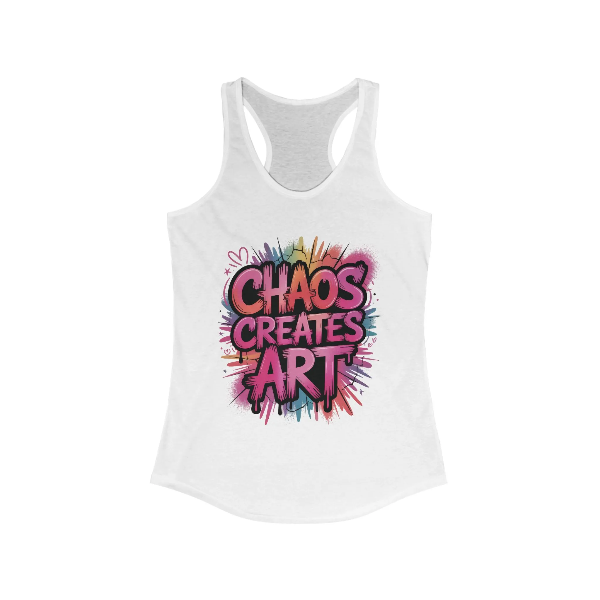 Women's Ideal Racerback Tank, Chaos Creates Art Colorful Graffiti Women's Tank Top - Image 3