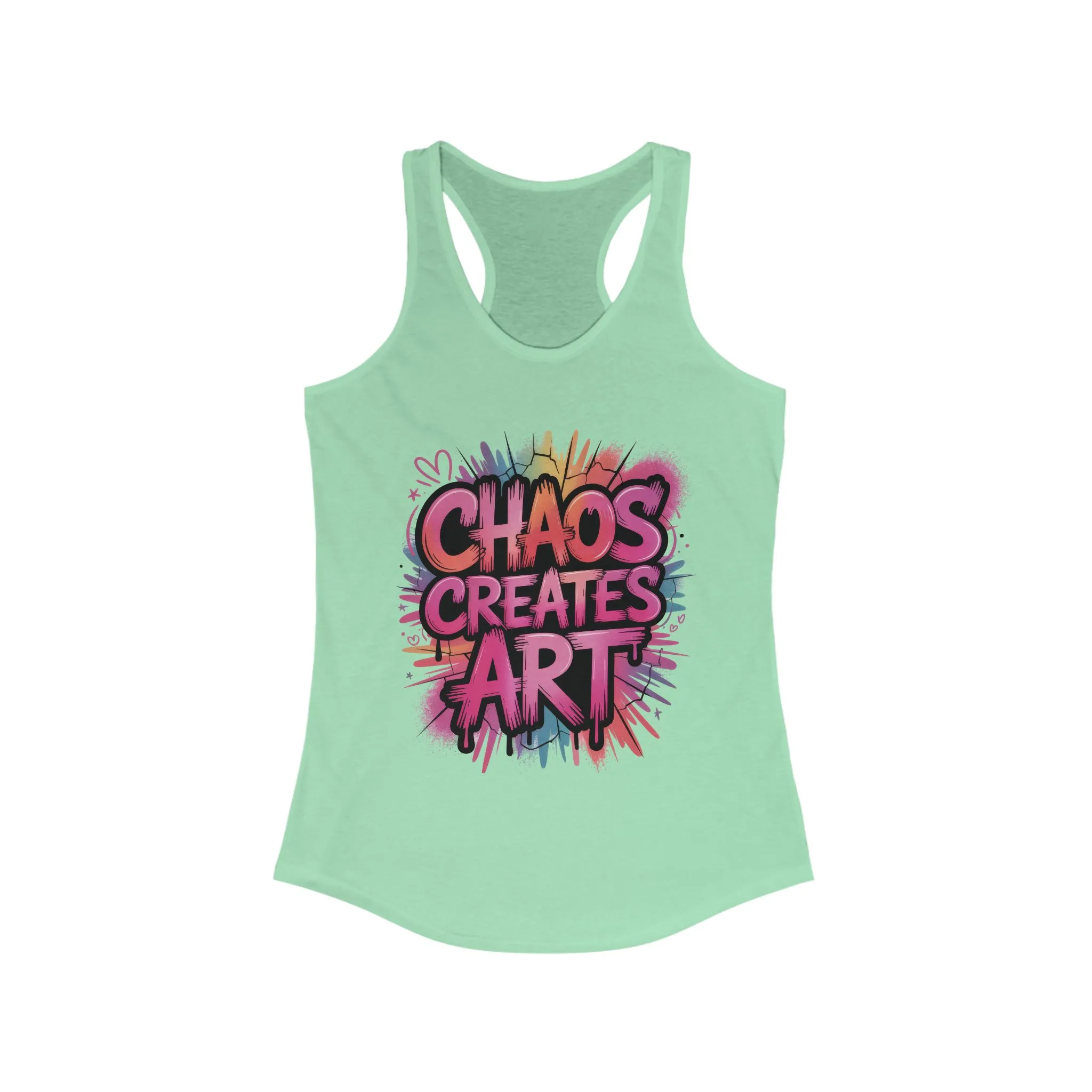 Women's Ideal Racerback Tank, Chaos Creates Art Colorful Graffiti Women's Tank Top - Image 7