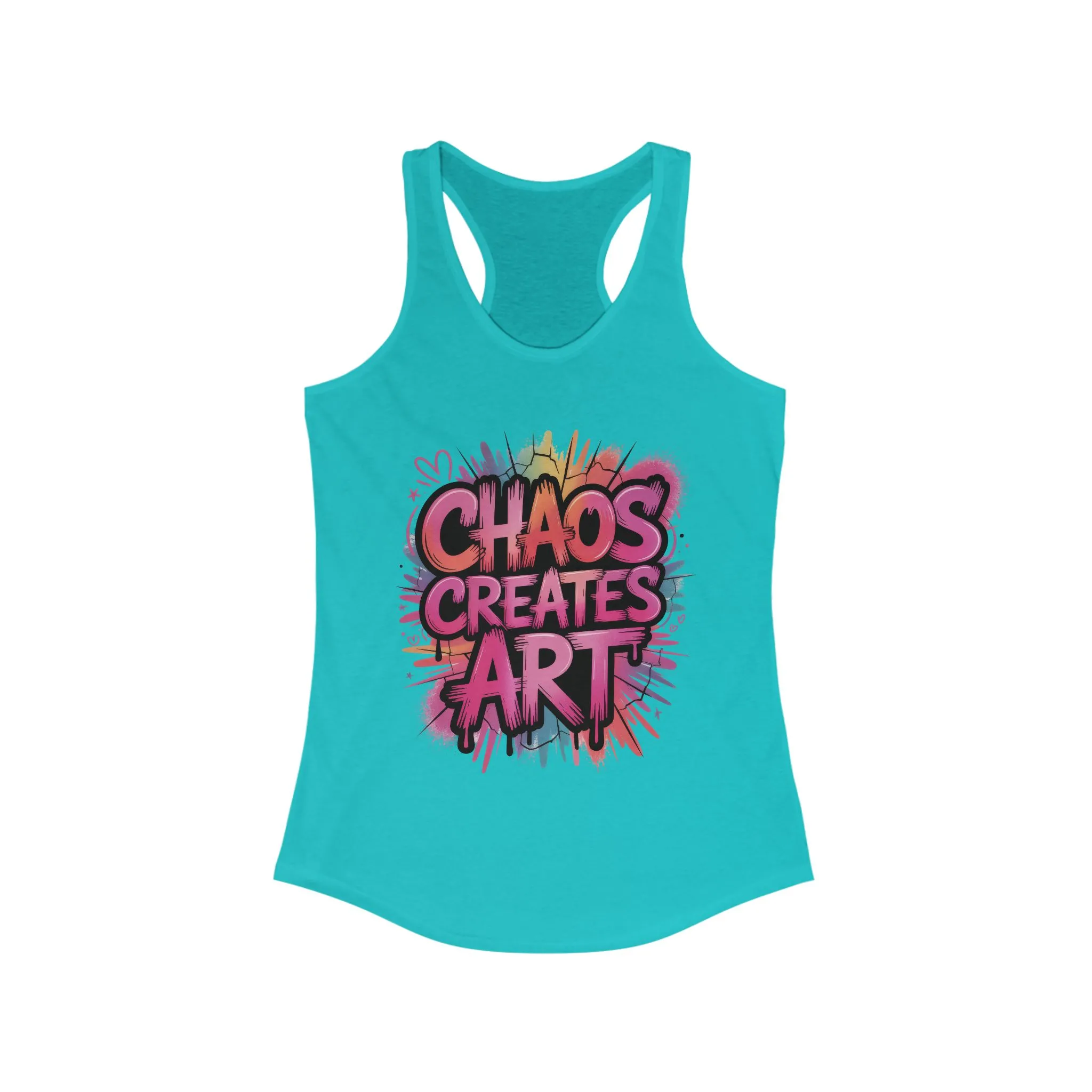 Women's Ideal Racerback Tank, Chaos Creates Art Colorful Graffiti Women's Tank Top - Image 9