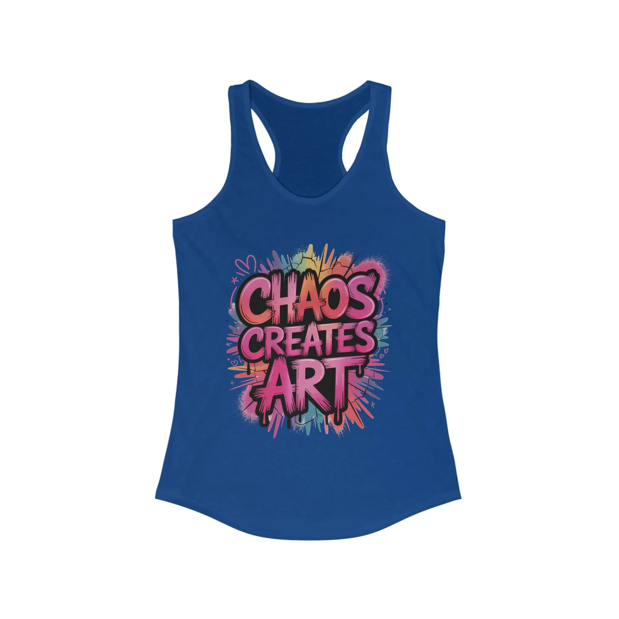 Women's Ideal Racerback Tank, Chaos Creates Art Colorful Graffiti Women's Tank Top - Image 11
