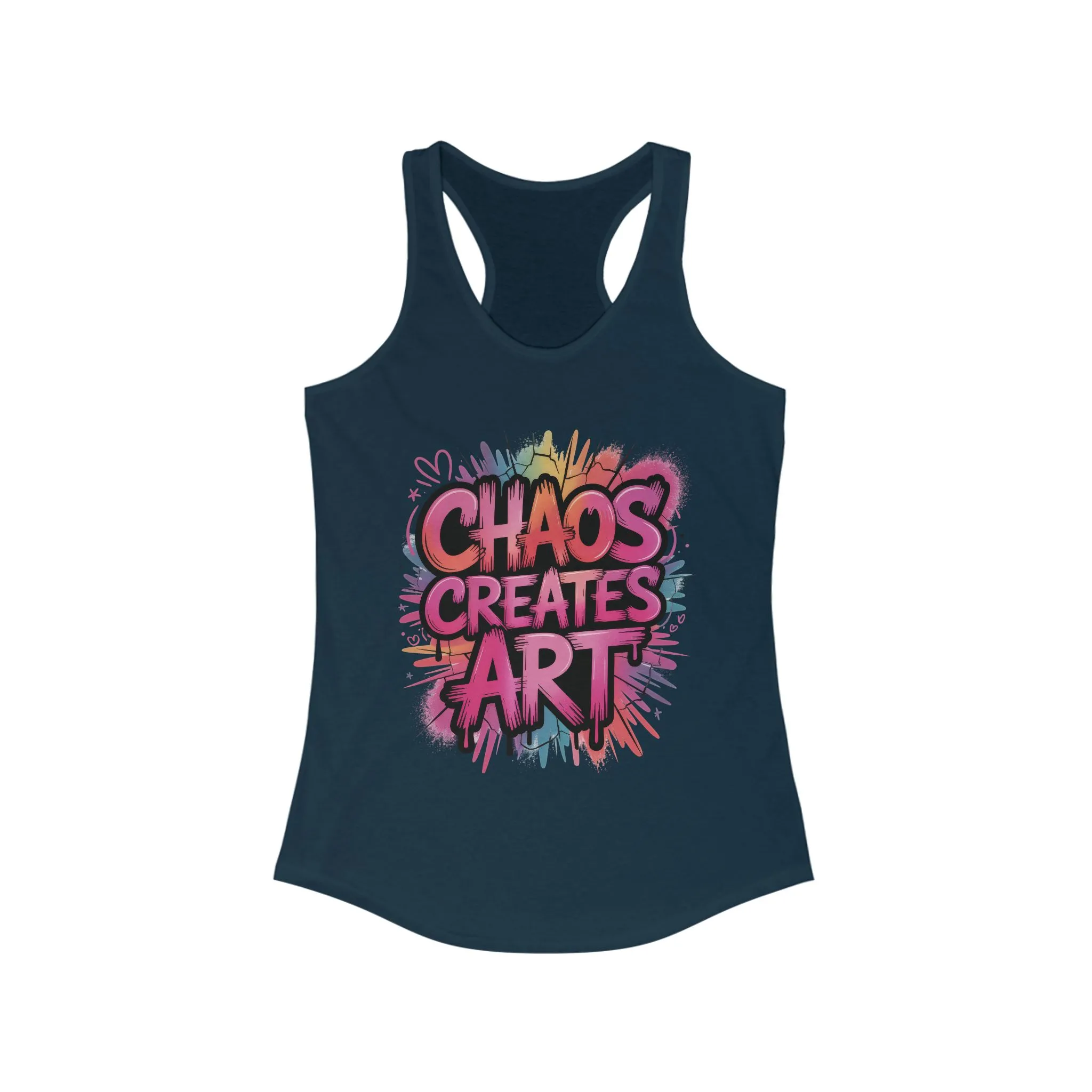 Women's Ideal Racerback Tank, Chaos Creates Art Colorful Graffiti Women's Tank Top - Image 13