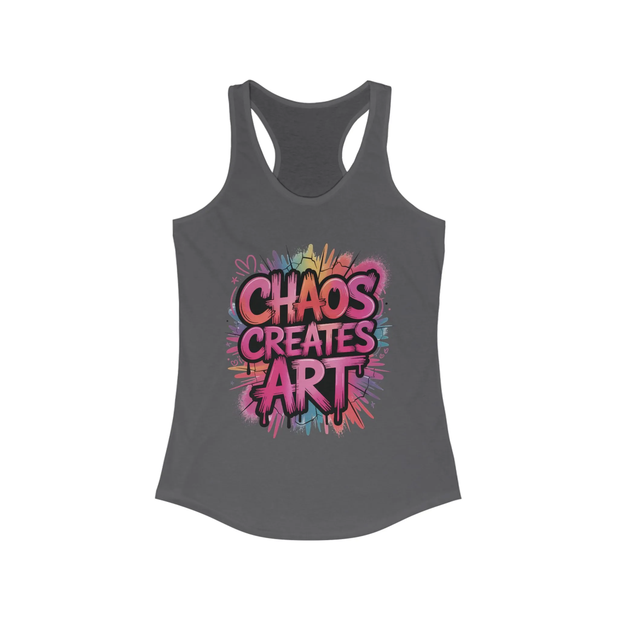 Women's Ideal Racerback Tank, Chaos Creates Art Colorful Graffiti Women's Tank Top - Image 15