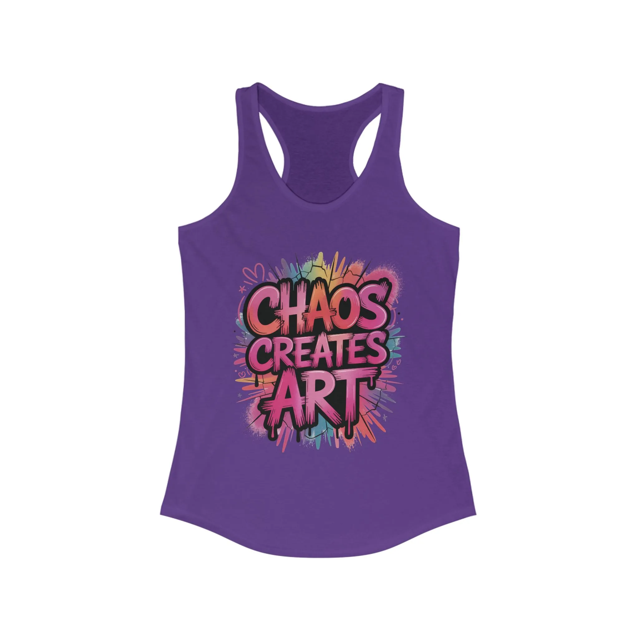 Women's Ideal Racerback Tank, Chaos Creates Art Colorful Graffiti Women's Tank Top - Image 17