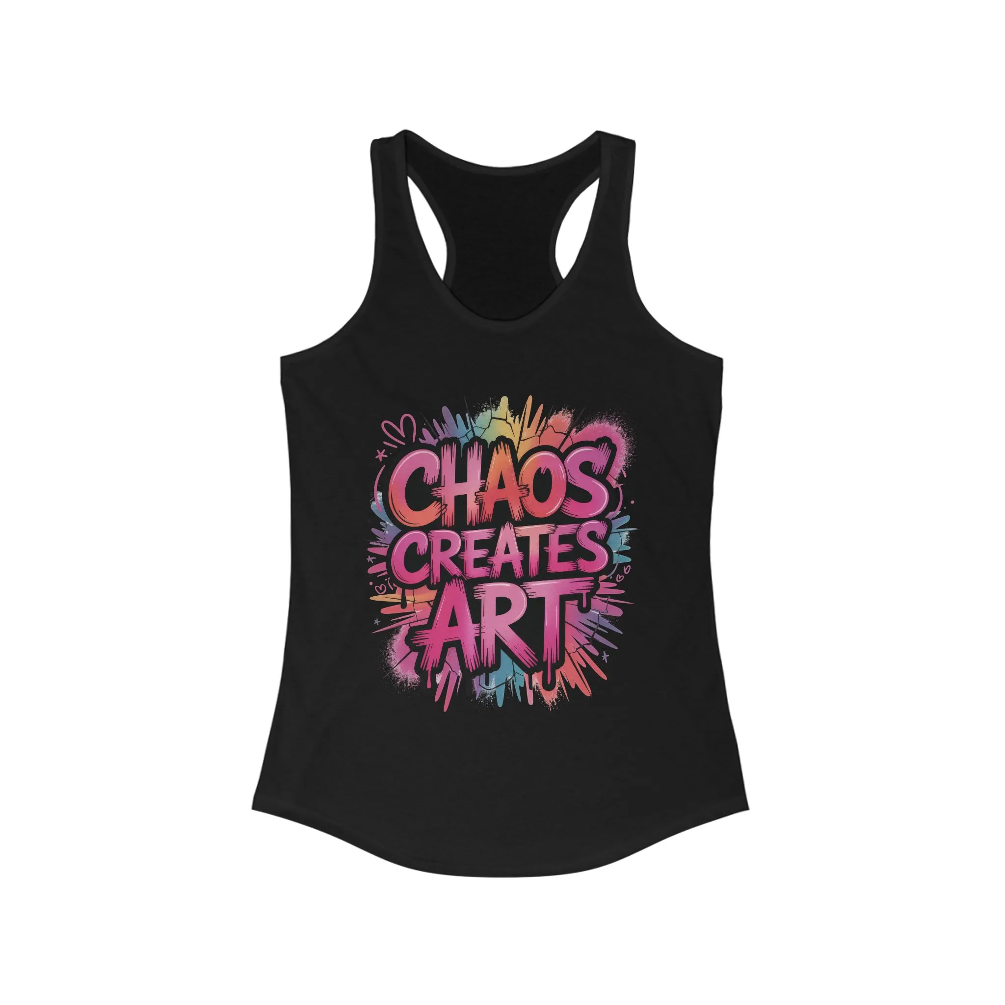 Women's Ideal Racerback Tank, Chaos Creates Art Colorful Graffiti Women's Tank Top