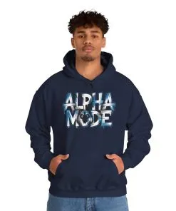 Mens Heavy Blend™ Hooded Sweatshirt, Alpha Mode Wolf Hoodie Mens Bold Streetwear