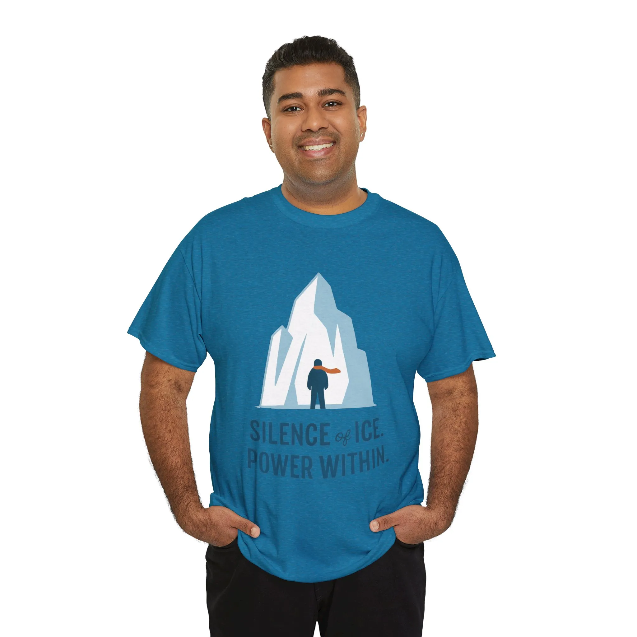 Silence of Ice Power Within Mens T-Shirt, Minimalist Nordic Iceberg Graphic Tee - Image 24
