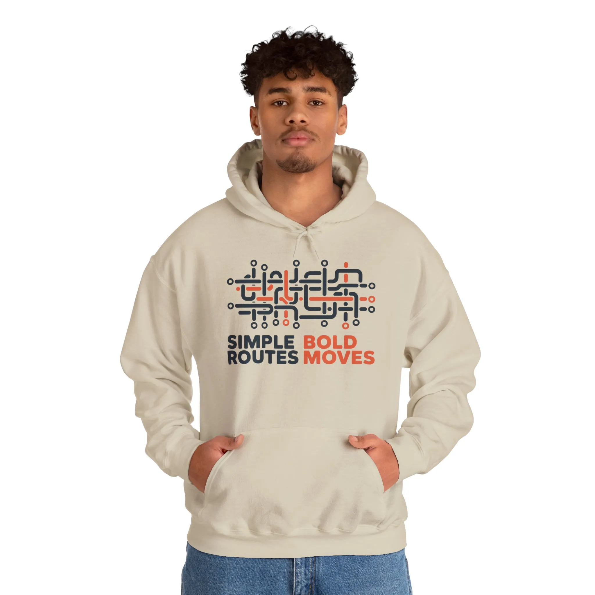 Mens Heavy Blend™ Hooded Sweatshirt, Simple Routes Bold Moves Hoodie, Unisex Metro Map Graphic, Urban Streetwear - Image 11