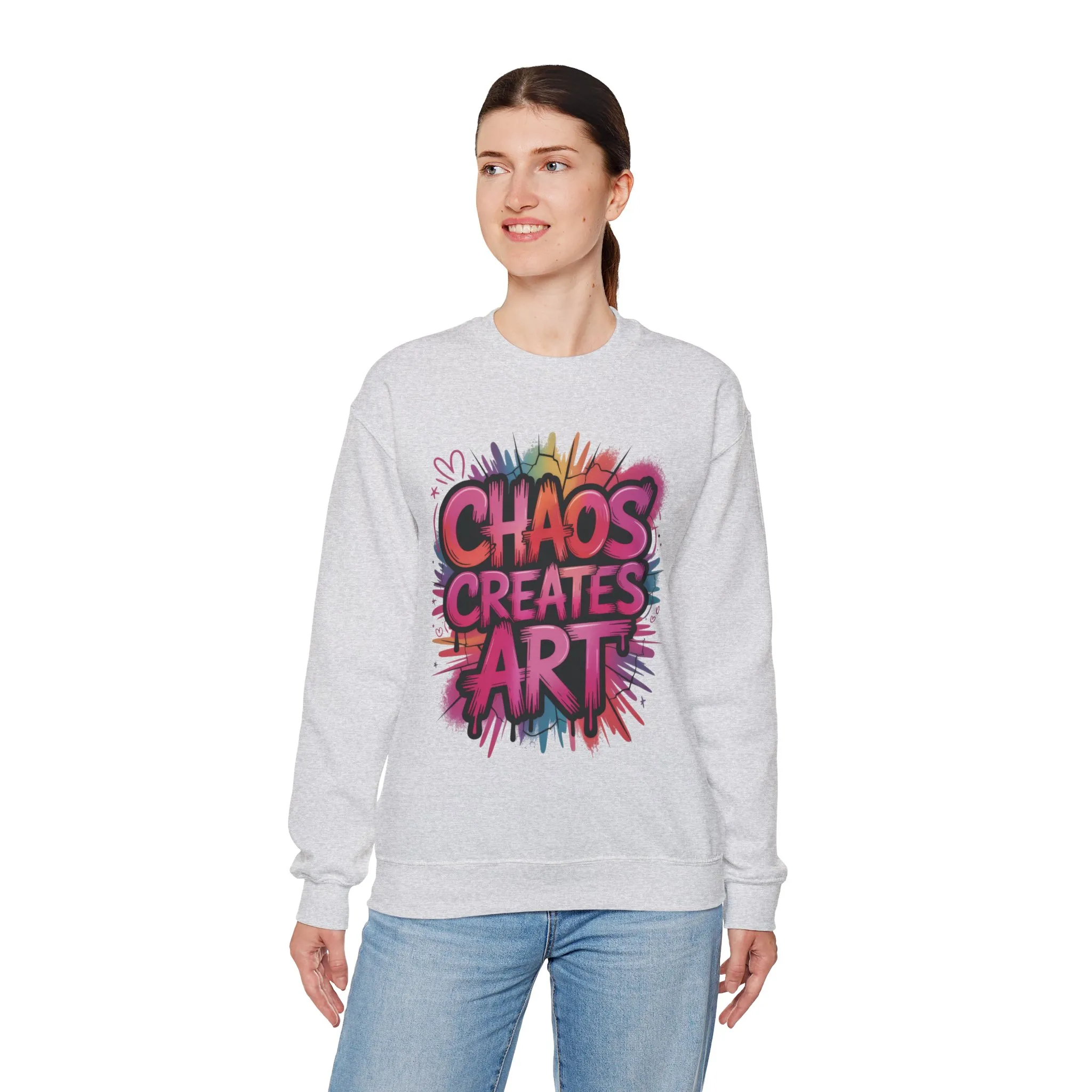 Women's Heavy Blend™ Crewneck Sweatshirt, Chaos Creates Art Graffiti Sweatshirt Women's Oversized - Image 30