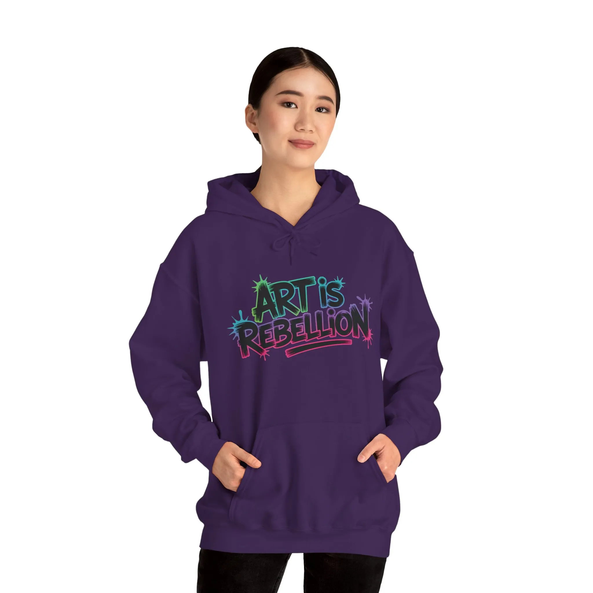 Art Is Rebellion Hoodie, Women's Graffiti Street Art Hooded Sweatshirt, Rebel Graphic Statement Pullover, Heavy Blend™ Hooded Sweatshirt - Image 25