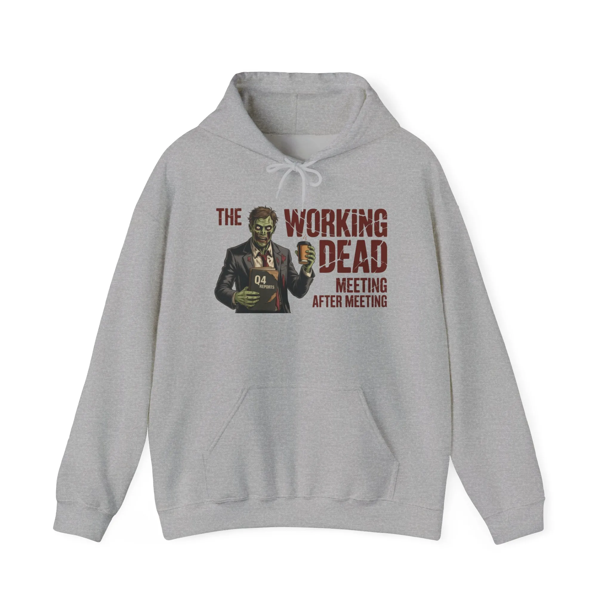 The Working Dead Men's Zombie Hoodie, Funny Office Meeting Sweatshirt, Men's Heavy Blend™ Hooded Sweatshirt, Halloween Work Humor Zombie top - Image 9