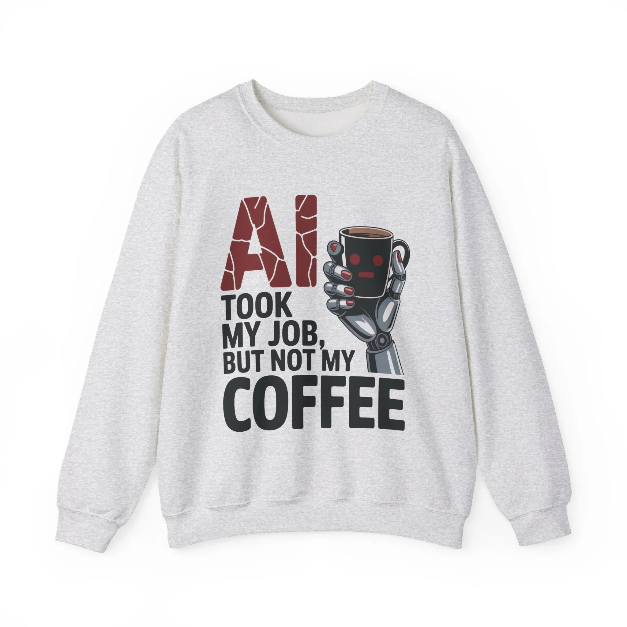 AI Coffee Sweatshirt, Funny Robot Humor Pullover, Geek Sarcastic Job Joke Top, Women's Heavy Blendâ„¢ Crewneck Sweatshirt - Image 2