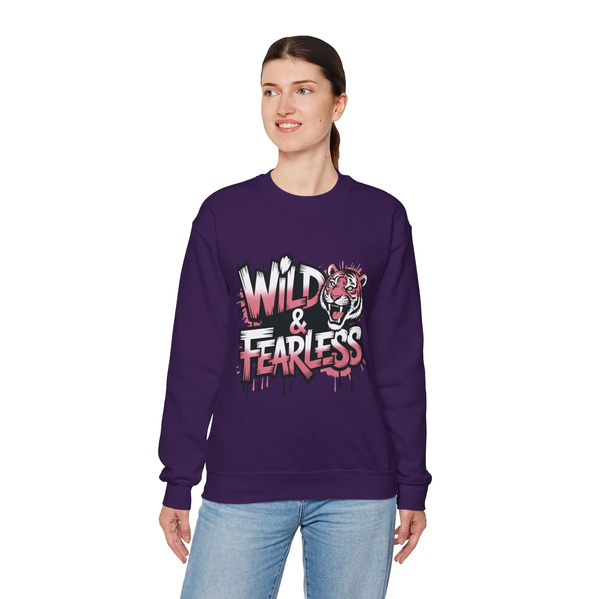 Women's Sweatshirt Wild & Fearless, Tiger Graffiti Graphic Pullover, Bold Urban Streetwear Top - Image 24