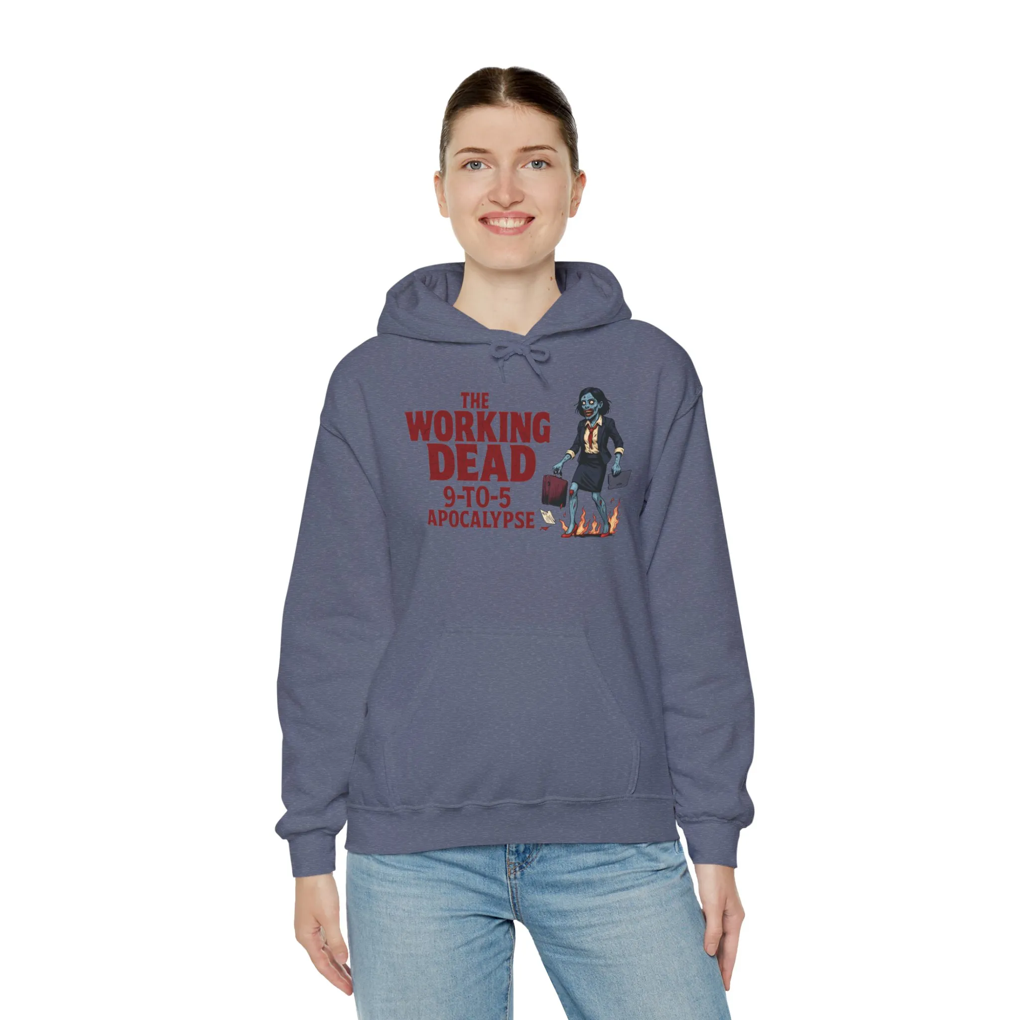 The Working Dead 9-to-5 Apocalypse Hoodie, Women's Horror Office Zombie Sweatshirt, Halloween Zombie Top, Halloween Work Top - Image 36