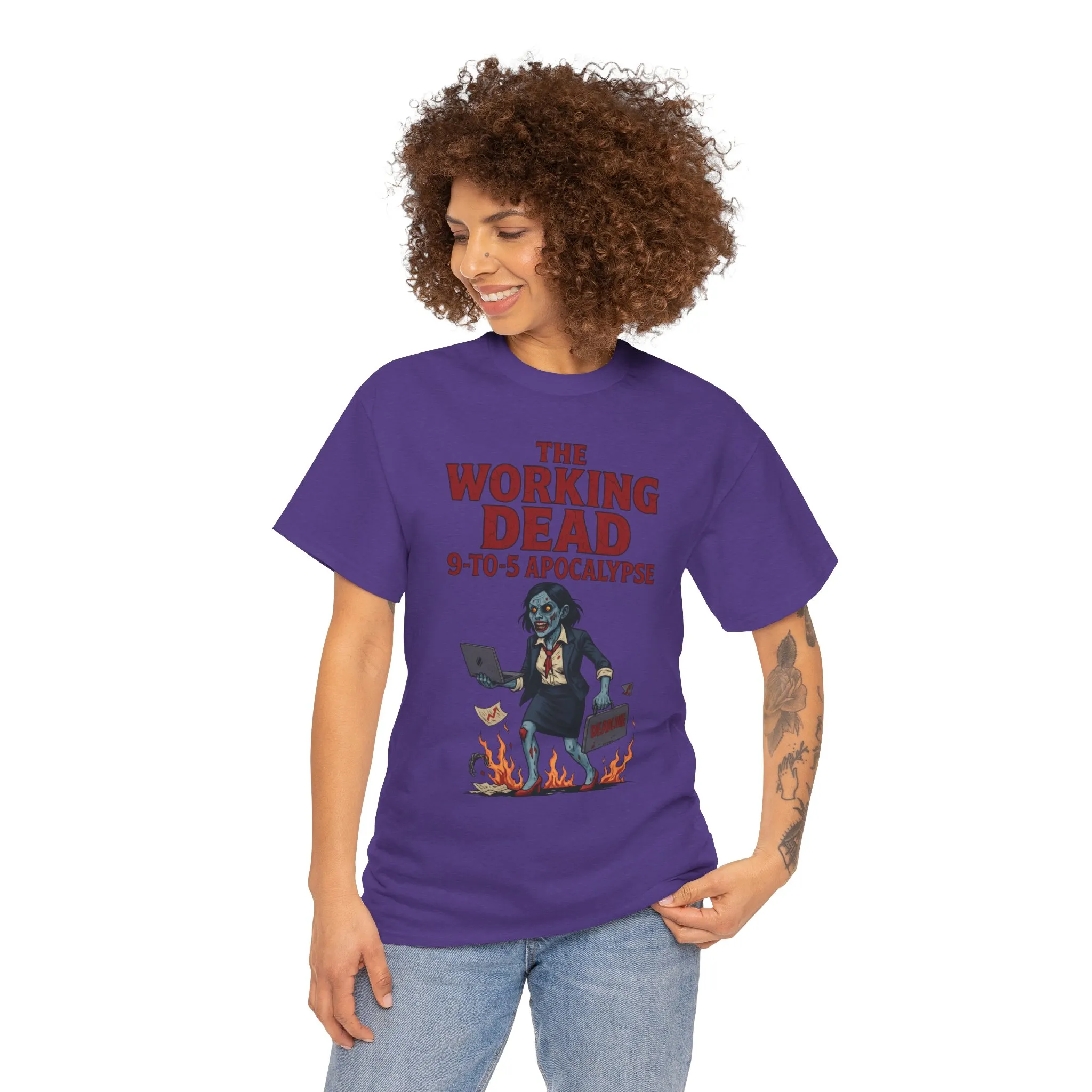The Working Dead 9-to-5 Apocalypse Women's T-Shirt, Horror Office Zombie Top, Halloween Office Humor - Image 22
