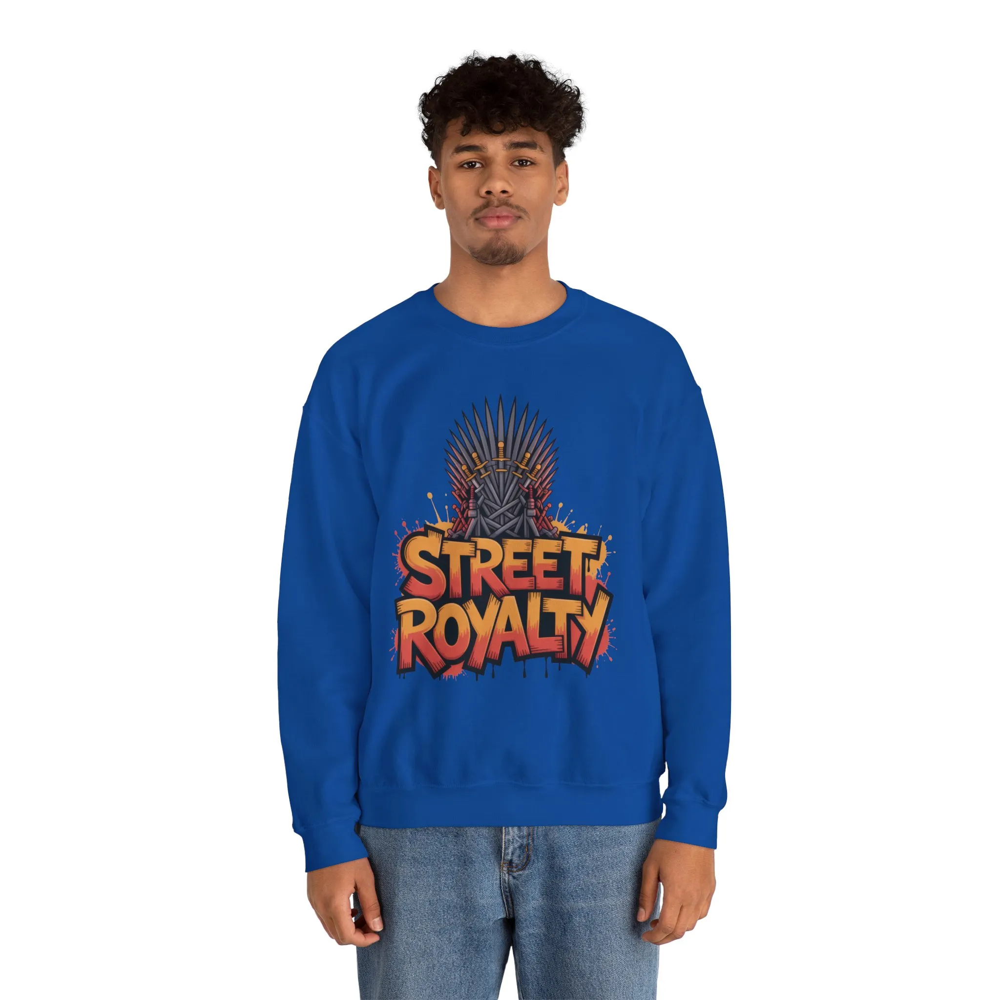Street Royalty Men's Crewneck Sweatshirt, Graffiti Crown Graphic Pullover, Urban Streetwear Top for Men - Image 22