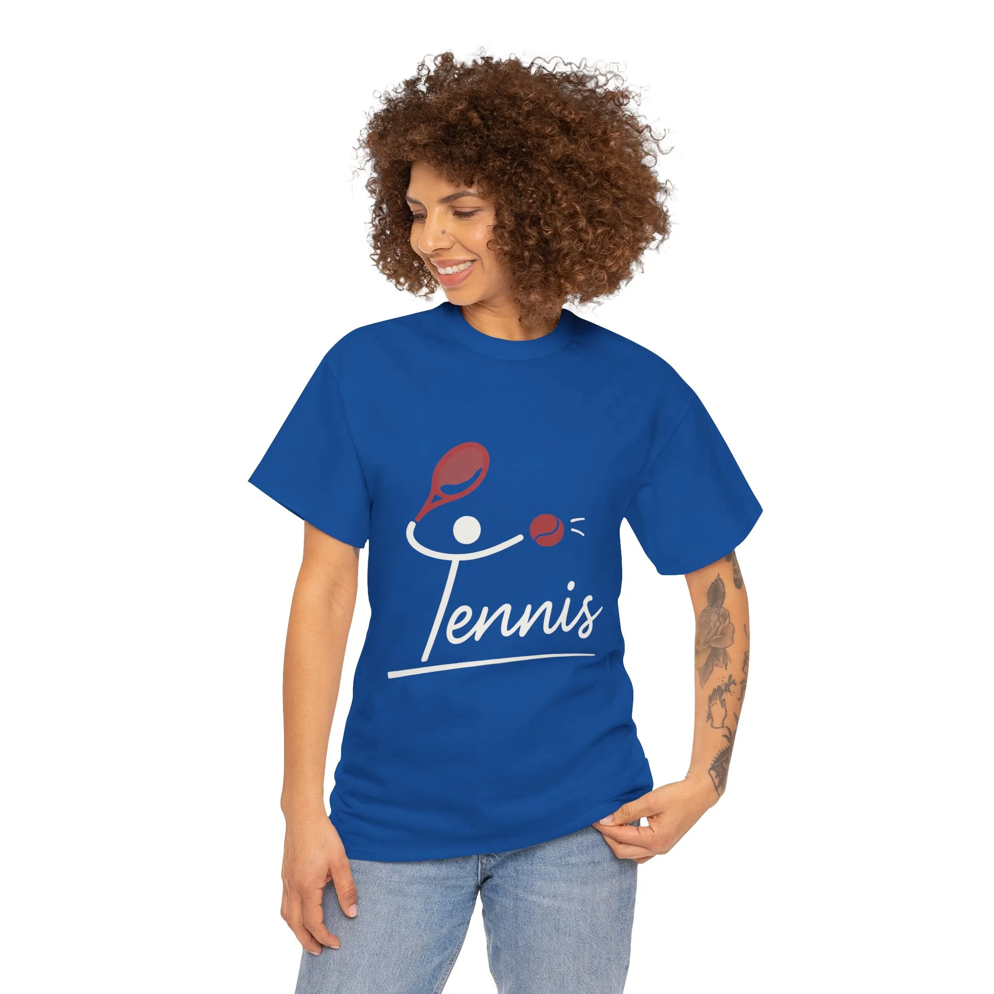 Womens Heavy Cotton Tee, Womens Tennis Graphic T-Shirt, Cute Sports Tee, Funny Workout Gym Top for Women - Image 14