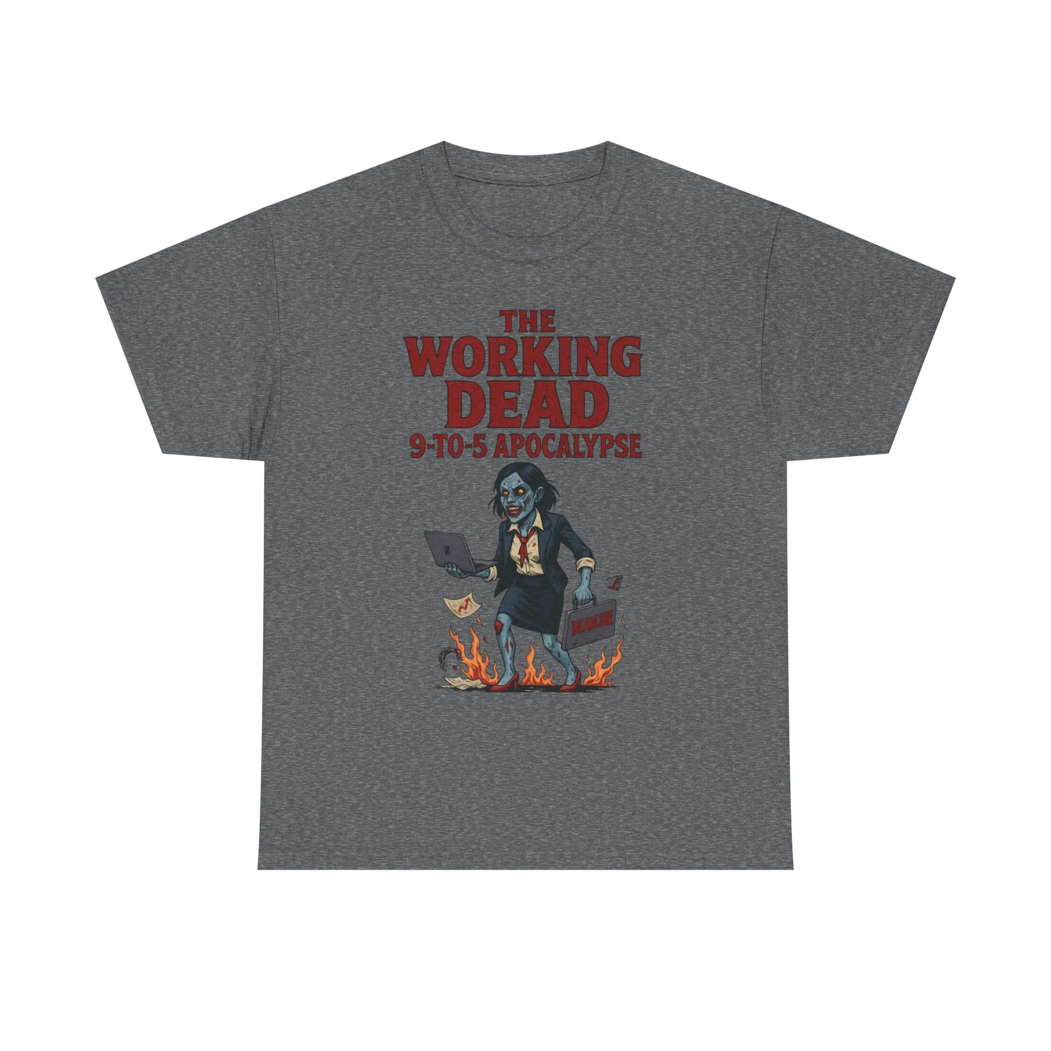 The Working Dead 9-to-5 Apocalypse Women's T-Shirt, Horror Office Zombie Top, Halloween Office Humor - Image 9
