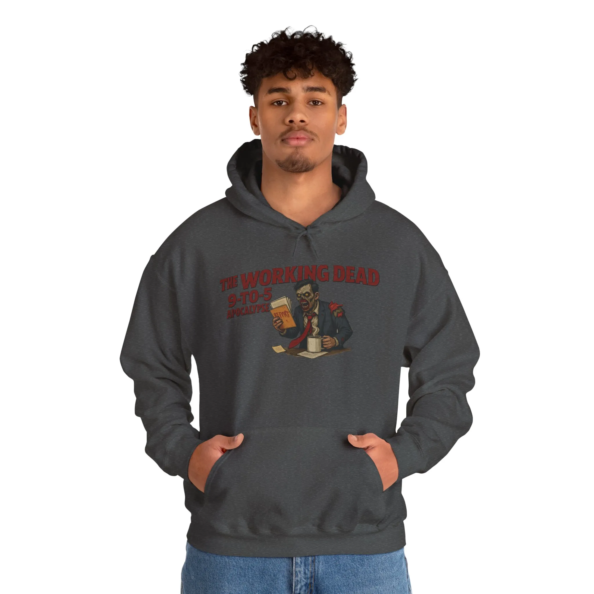 The Working Dead 9-to-5 Apocalypse Hoodie, Men's Horror Office Zombie Sweatshirt, Halloween Zombie Work Top - Image 19