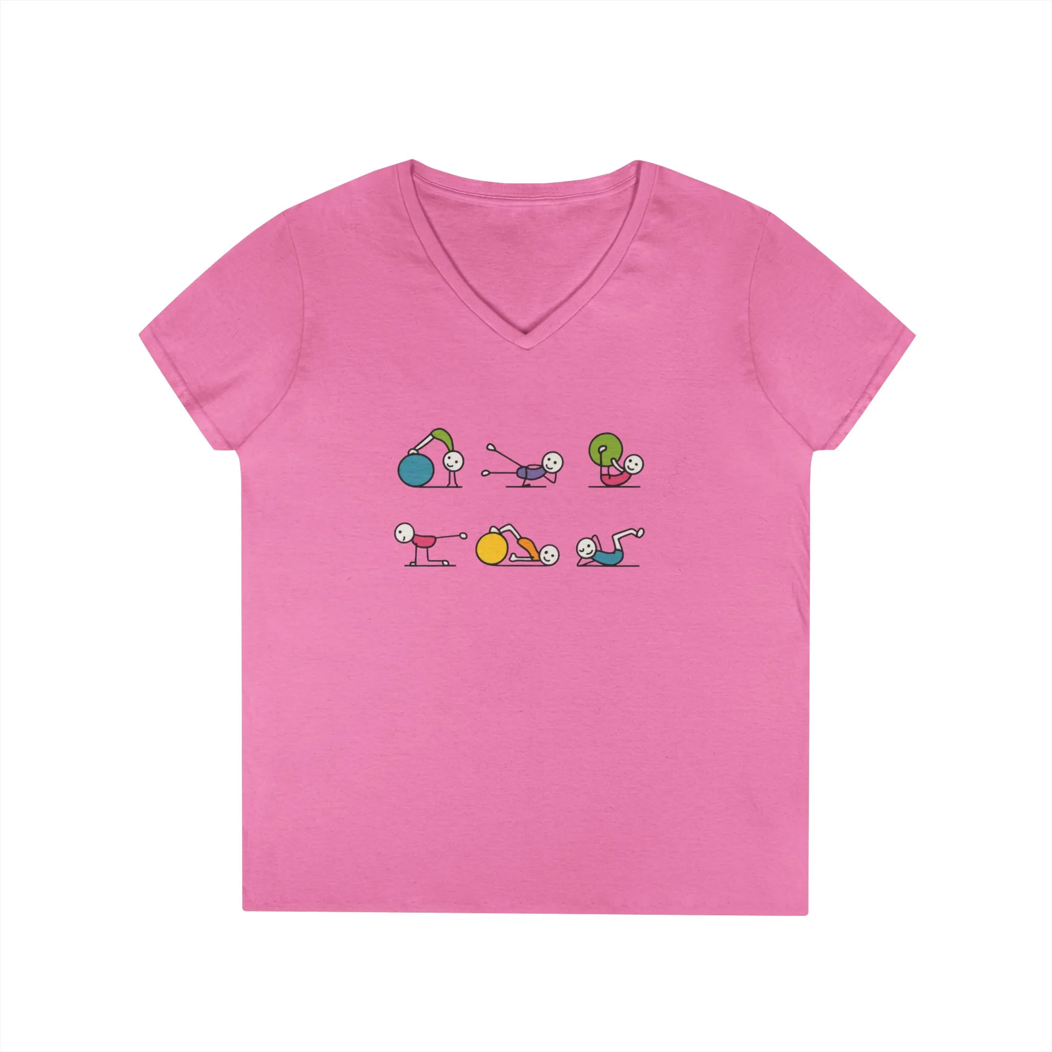 Ladies V-Neck T-Shirt, Fit Fun Pilates Figure Womens T-Shirt, Cute Workout Tee, Funny Yoga Gym Top for Women - Image 22