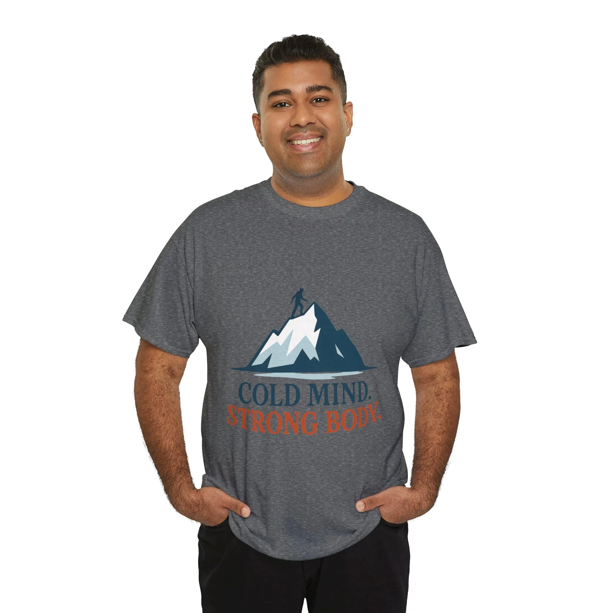 Cold Mind Strong Body Mens T-Shirt, Nordic Minimalist Mountain Hiking Tee - Image 21