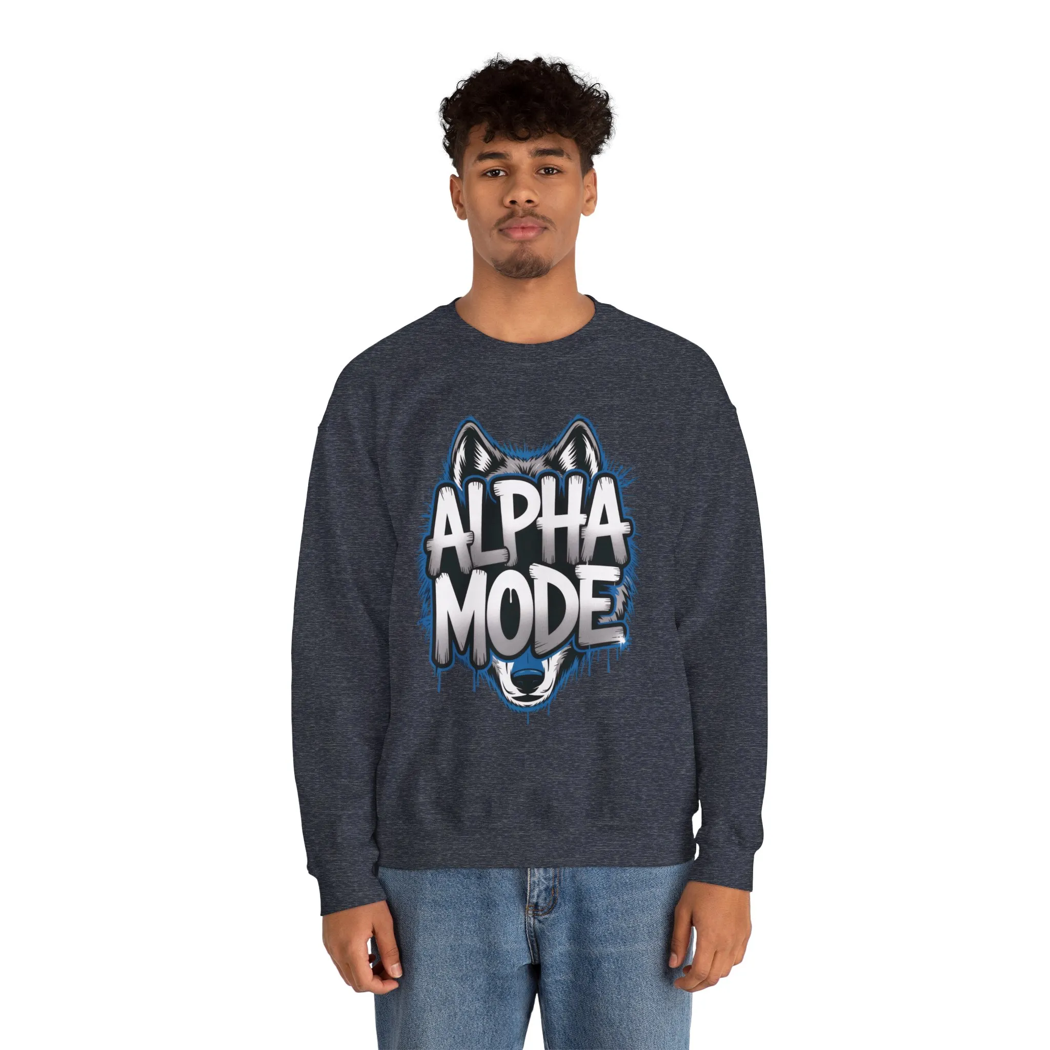 Mens Heavy Blend™ Crewneck Sweatshirt, Alpha Mode Mens Wolf Graphic Crewneck Sweatshirt - Image 29