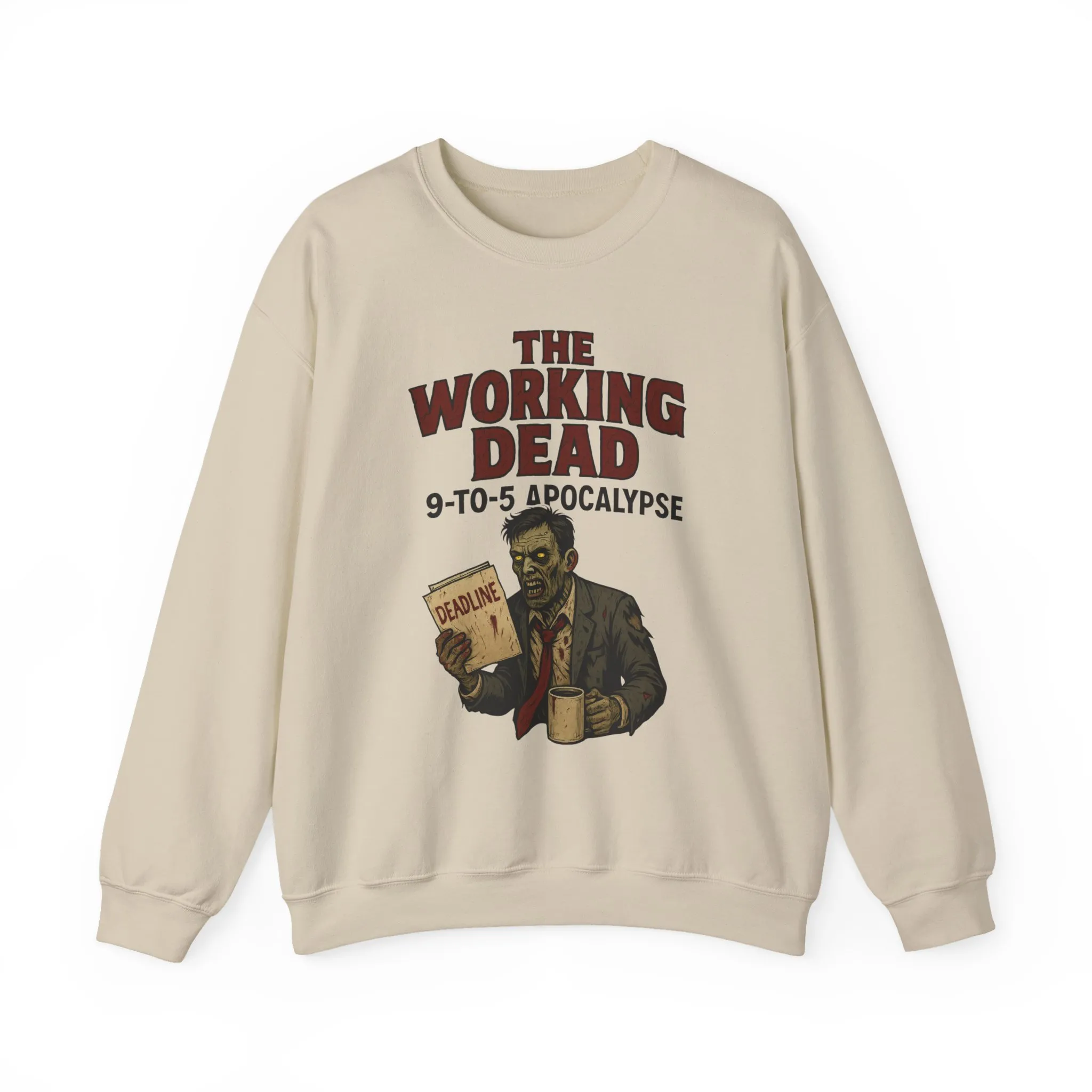 Men's The Working Dead 9-to-5 Apocalypse Sweatshirt, Funny Office Zombie Horror Pullover, Halloween Zombie Work Top