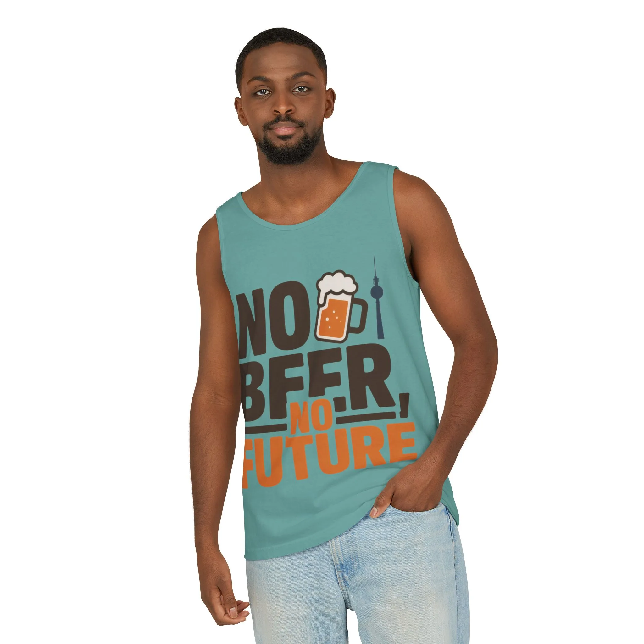 Mens Garment-Dyed Tank Top, No Beer No Future Funny Beer Mens Tank Top - Image 12