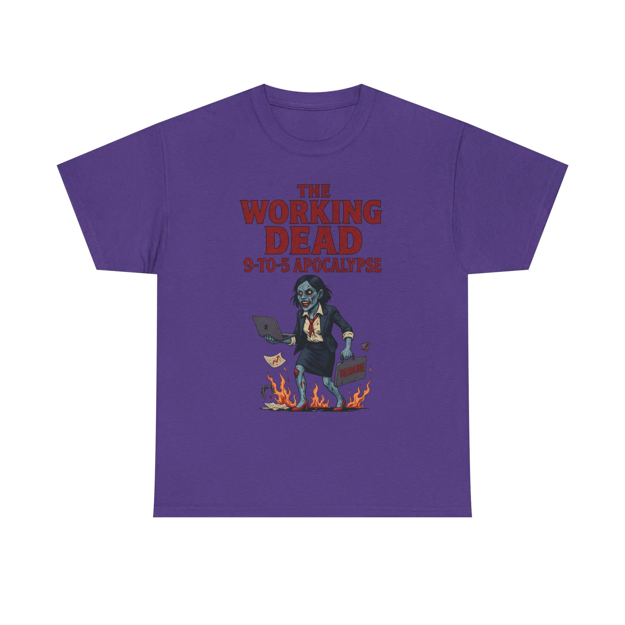 The Working Dead 9-to-5 Apocalypse Women's T-Shirt, Horror Office Zombie Top, Halloween Office Humor - Image 24