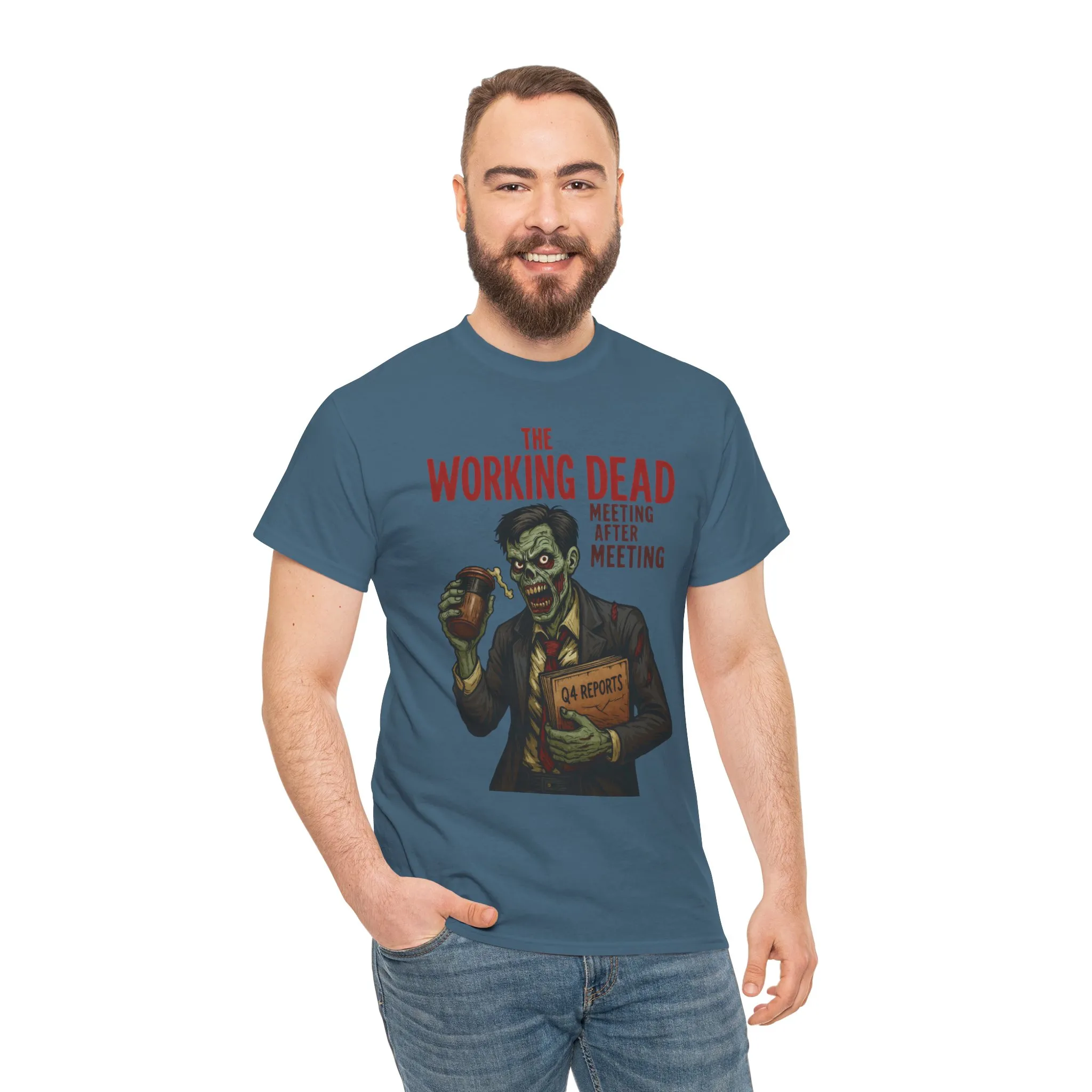 The Working Dead Men's Funny Zombie Work T-Shirt, Office Humor Tee, Meeting Joke Shirt, Halloween Office Tee - Image 34