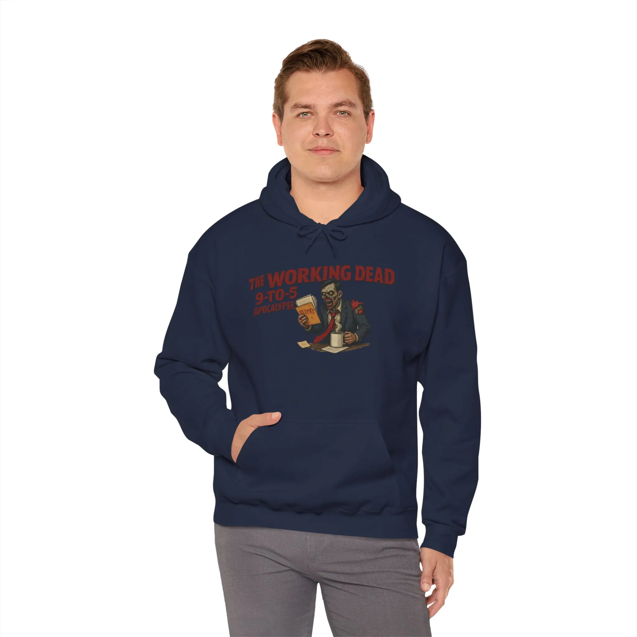 The Working Dead 9-to-5 Apocalypse Hoodie, Men's Horror Office Zombie Sweatshirt, Halloween Zombie Work Top - Image 32