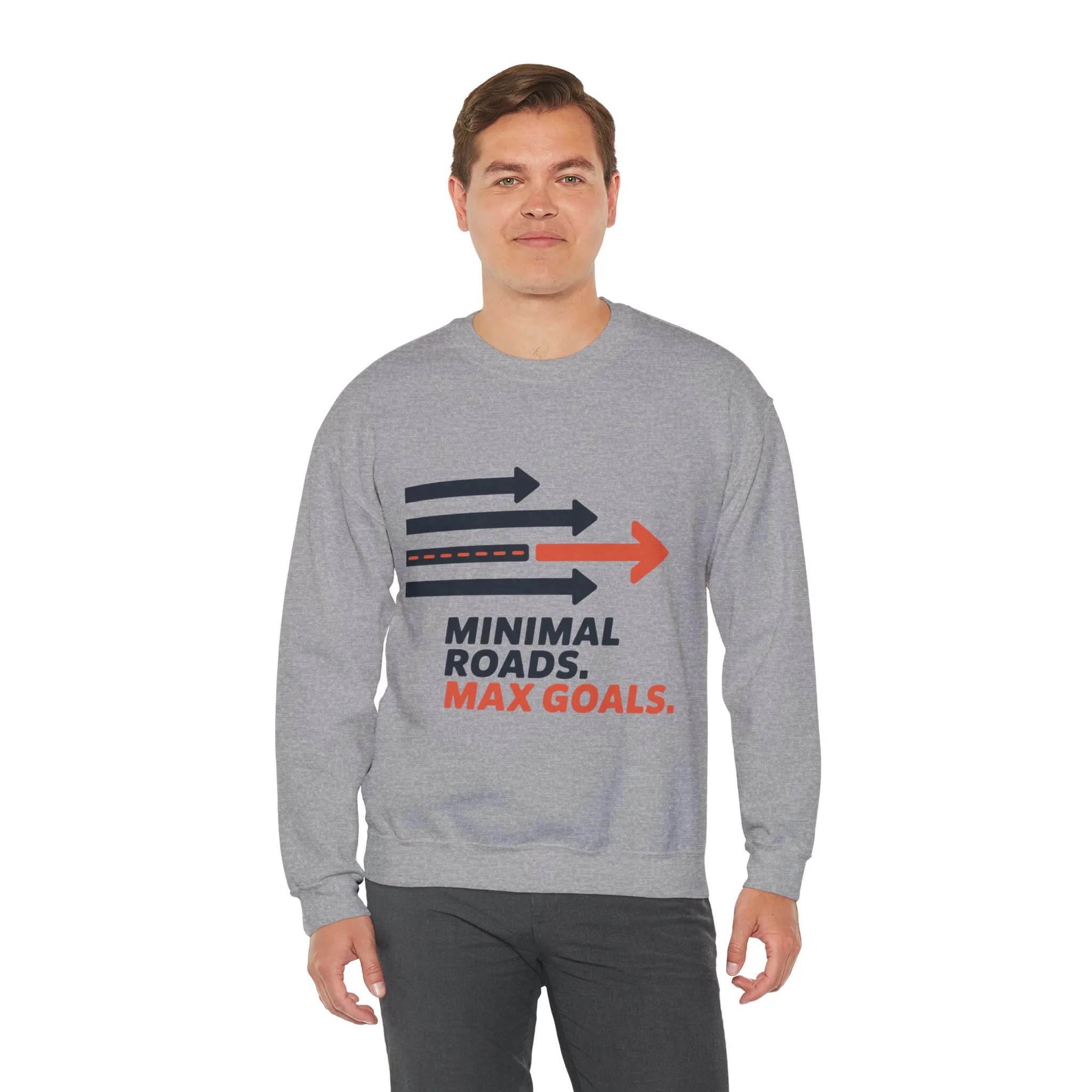 Mens Heavy Blend™ Crewneck Sweatshirt, Minimal Roads Max Goals Motivational Mens Sweatshirt - Image 12