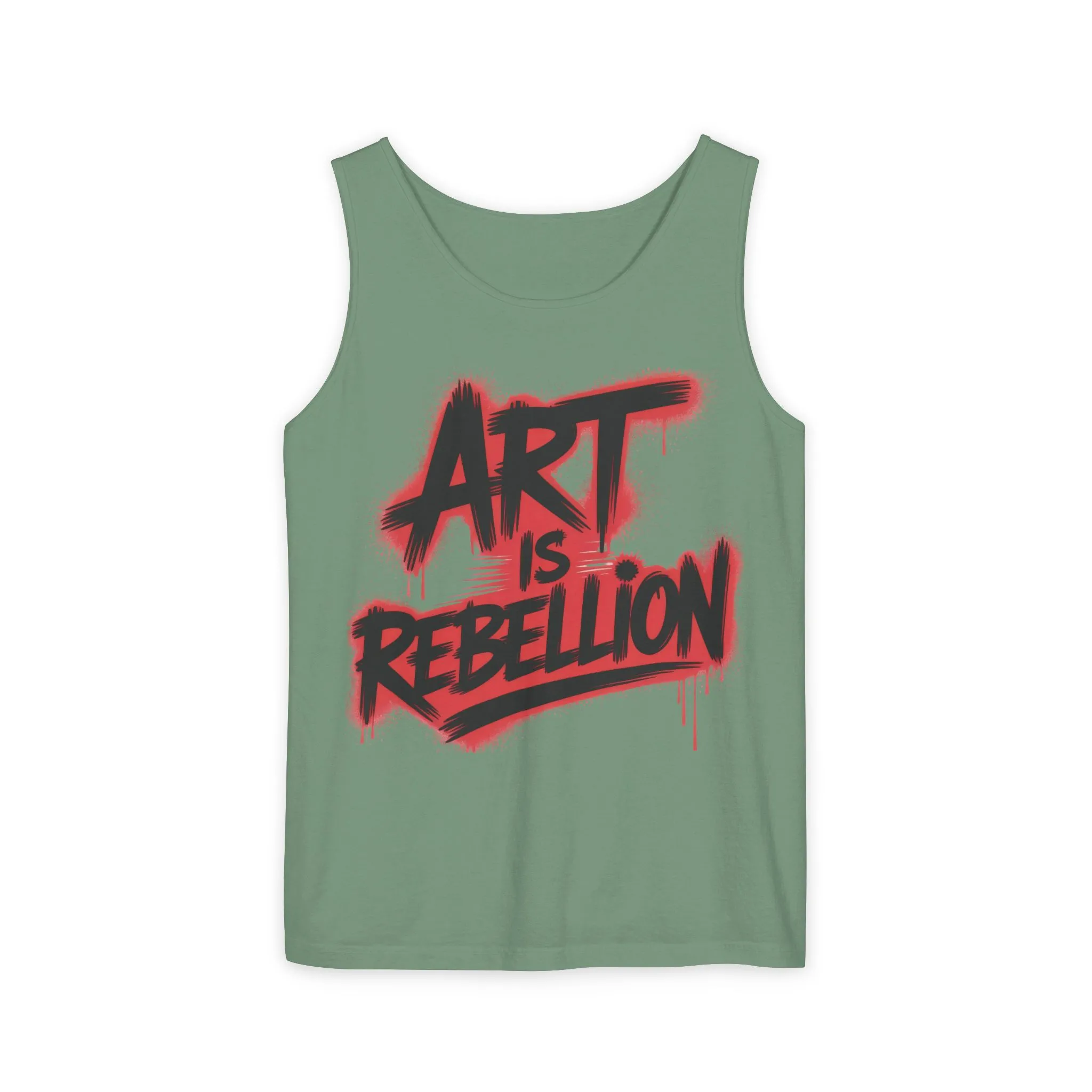 Men's Garment-Dyed Tank Top, Art Is Rebellion Men's Tank Top, Graffiti Street Art Muscle Shirt, Urban Rebellion Sleeveless Top - Image 6