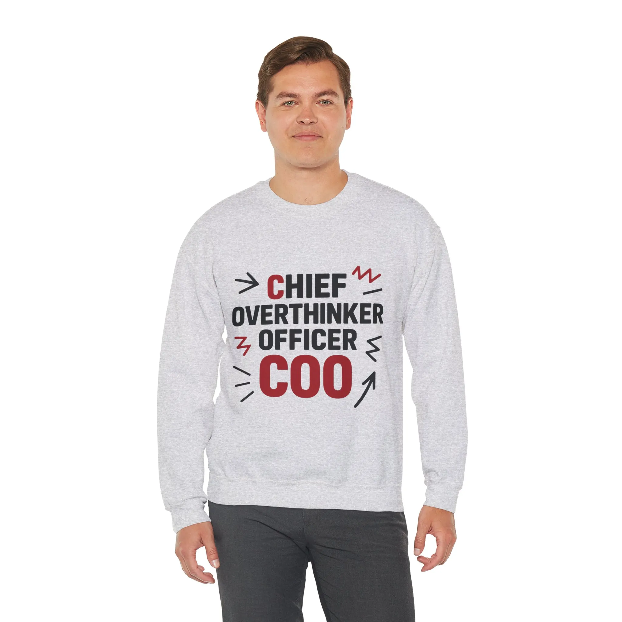 Chief Overthinker Officer Men's Sweatshirt, COO Funny Office Humor Graphic Pullover, Men's Heavy Blend™ Crewneck Sweatshirt - Image 8