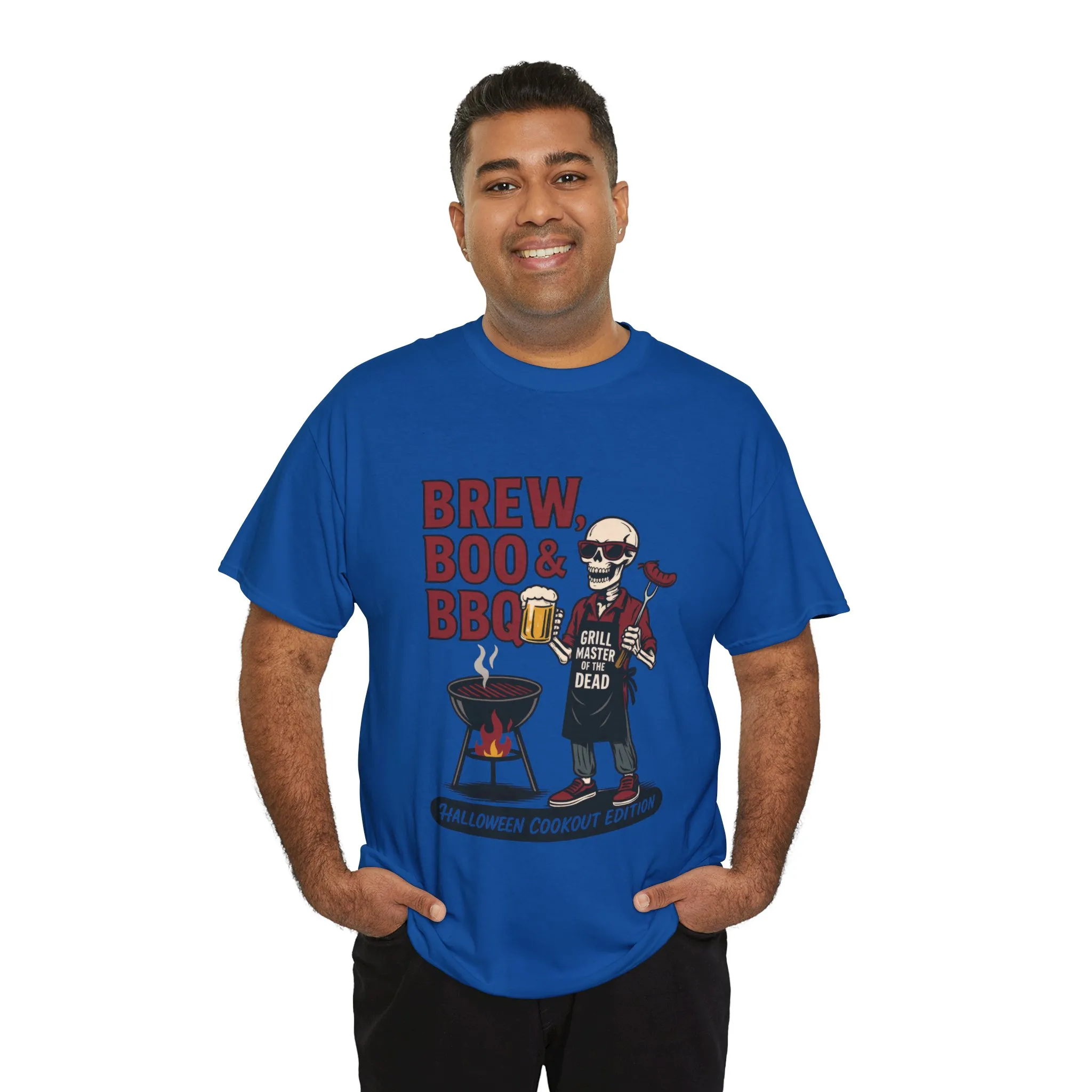 Halloween BBQ Men's T-Shirt, Brew Boo&BBQ Skeleton Grill Master Tee, Funny Dad Gift, Grill Master Tee, Grill Dad Halloween - Image 24