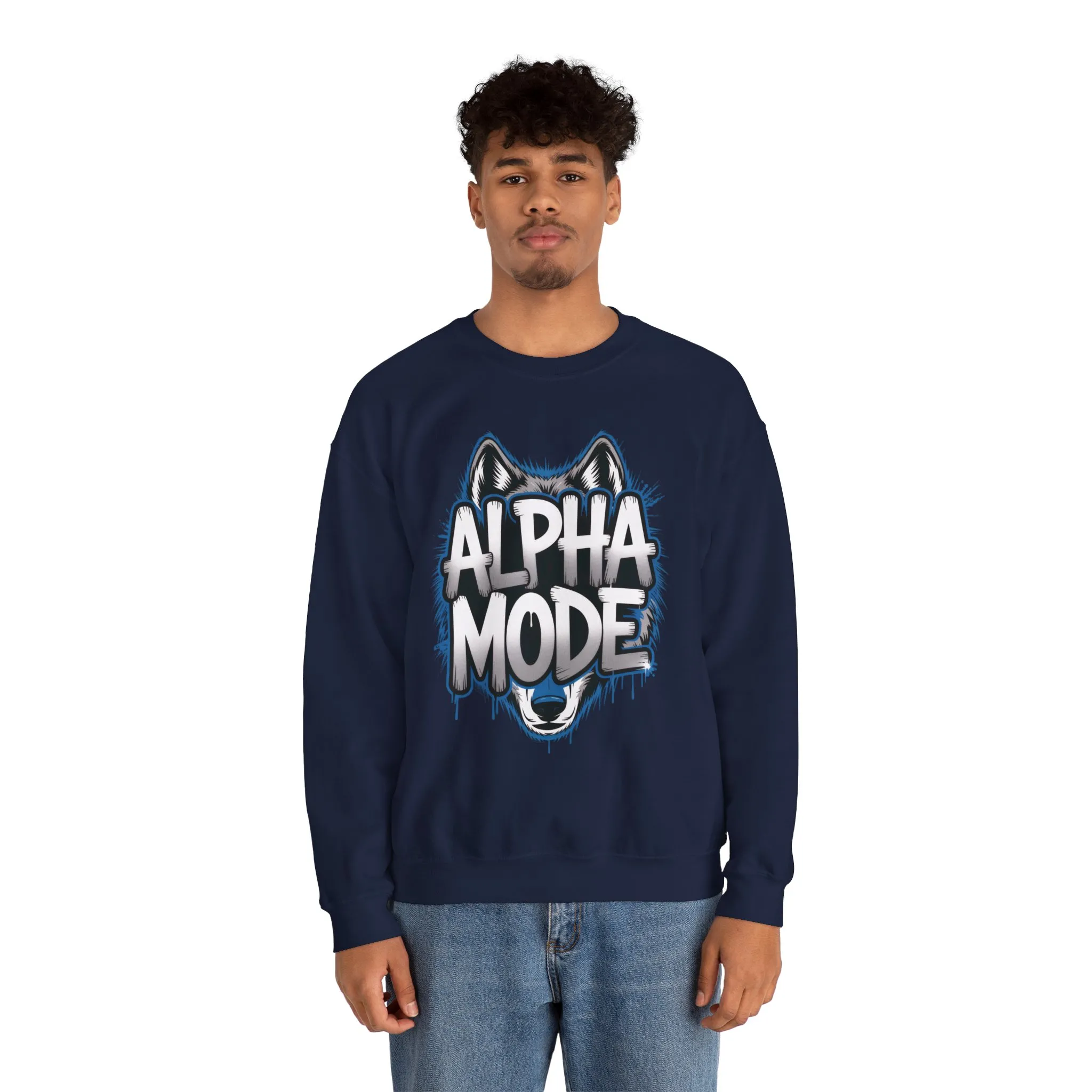 Mens Heavy Blend™ Crewneck Sweatshirt, Alpha Mode Mens Wolf Graphic Crewneck Sweatshirt - Image 32