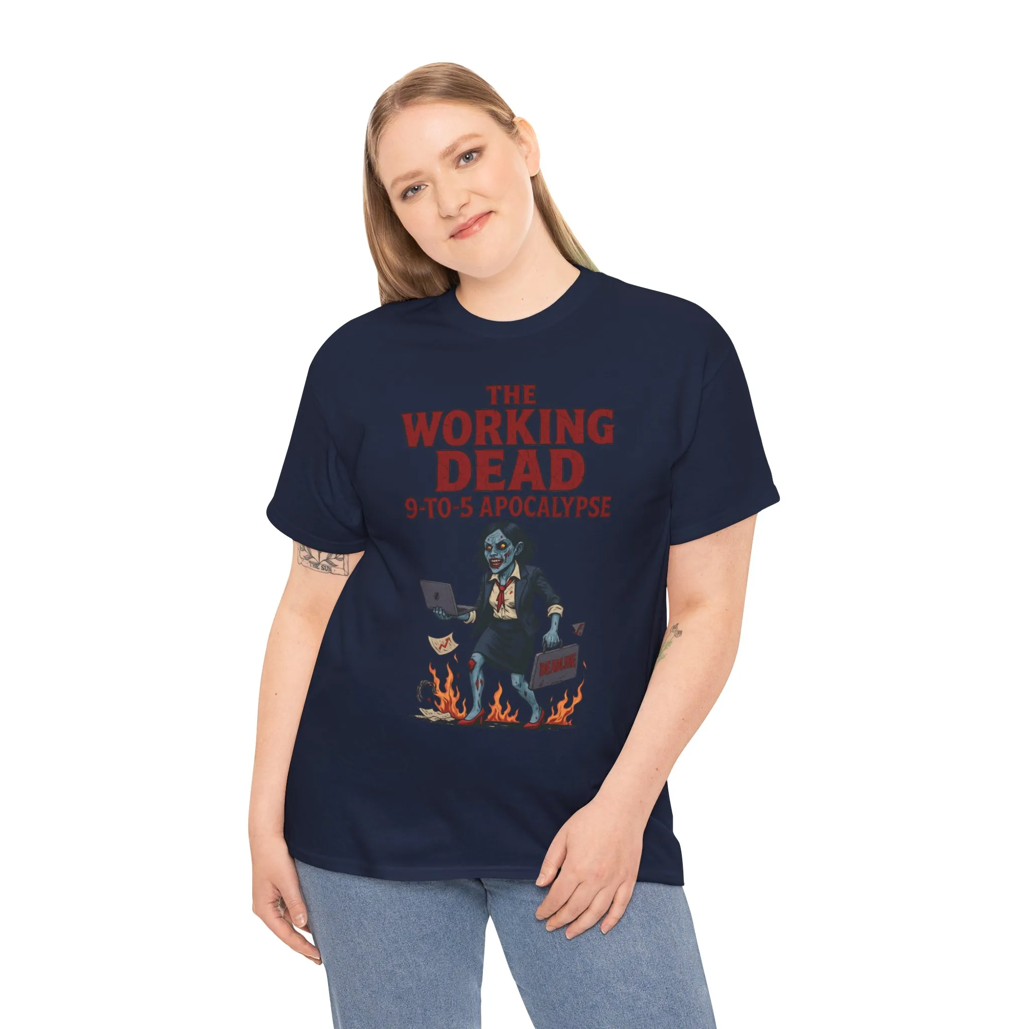 The Working Dead 9-to-5 Apocalypse Women's T-Shirt, Horror Office Zombie Top, Halloween Office Humor - Image 20