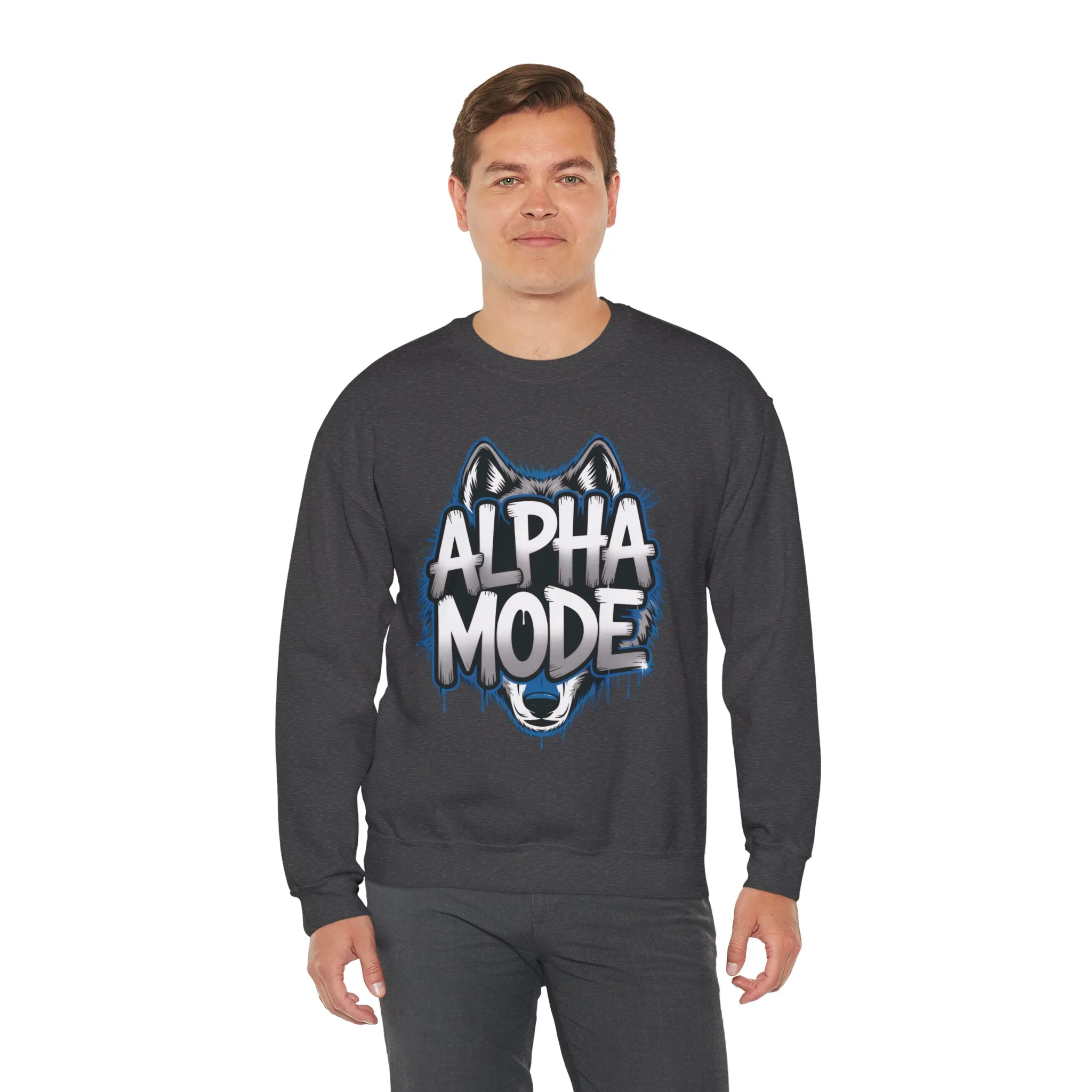 Mens Heavy Blend™ Crewneck Sweatshirt, Alpha Mode Mens Wolf Graphic Crewneck Sweatshirt - Image 15