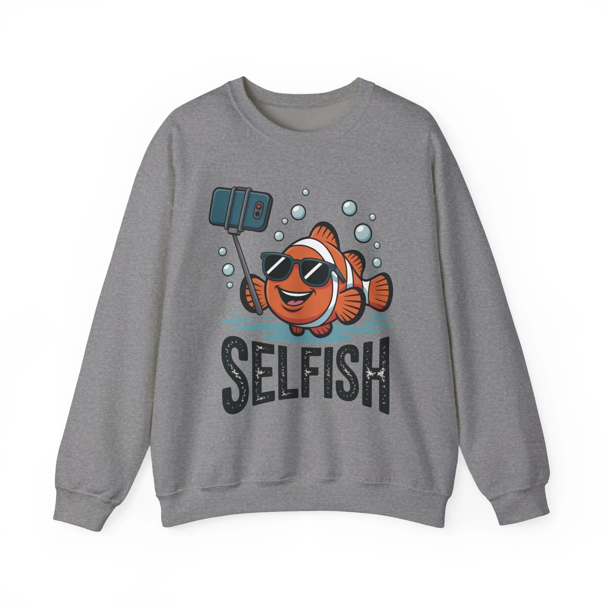Unisex Heavy Blend™ Crewneck Sweatshirt, Mens Selfish Funny Fish Sweatshirt, Cute Selfie Pullover, Ocean Humor Top - Image 16